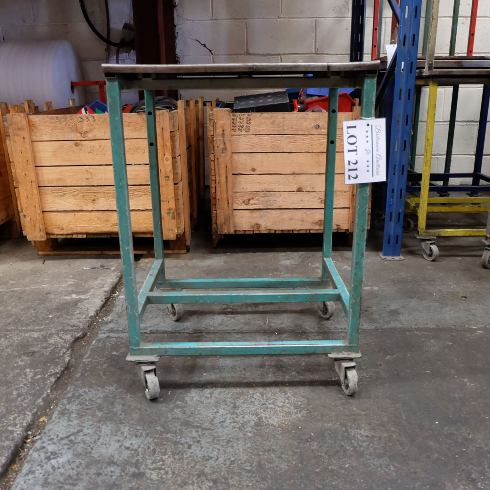 Mobile Steel Table on Castors. Approx Working Height 770mm. Approx Surface Size 560mm x 480mm. - Image 3 of 3