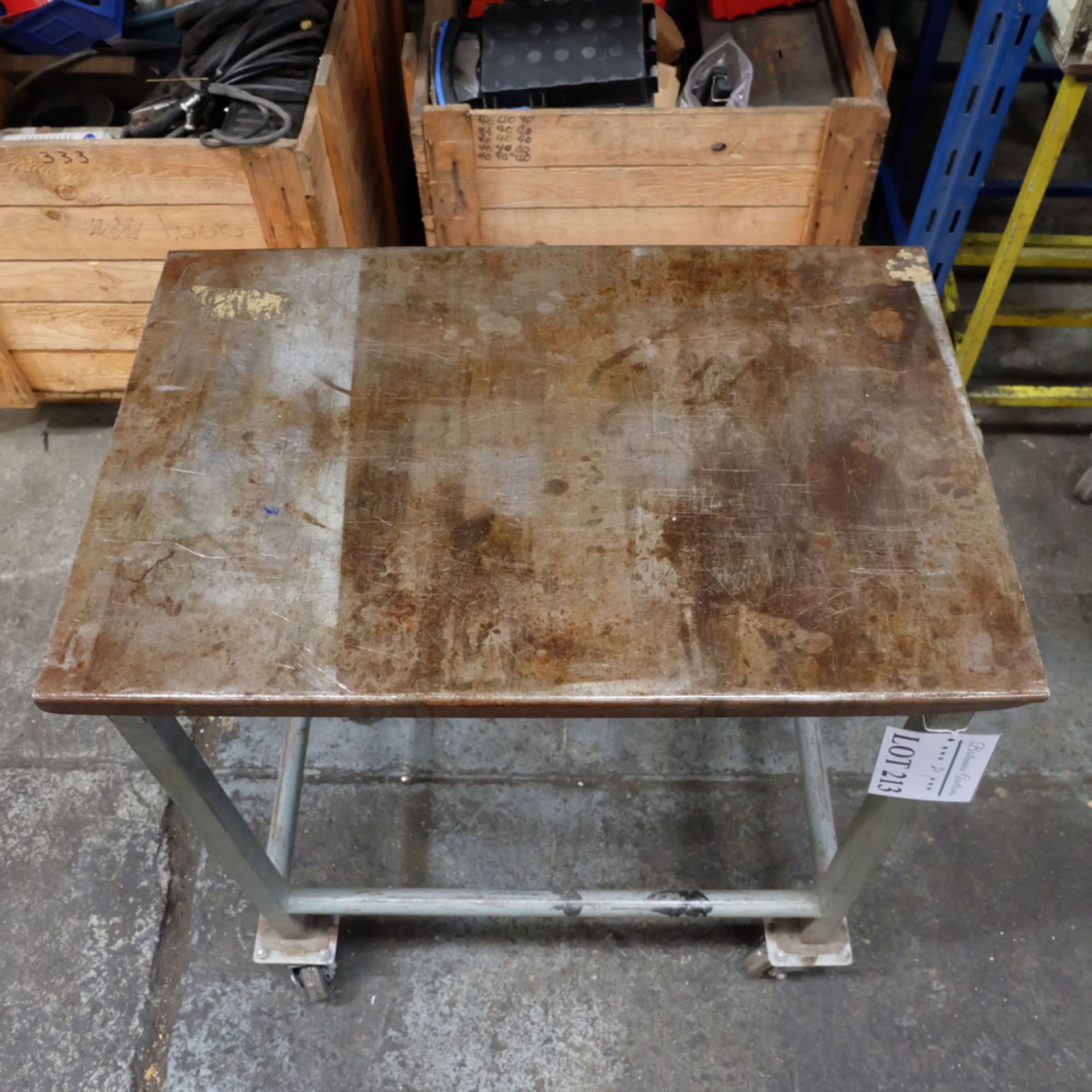 Mobile Steel Table on Castors. Approx Working Height 840mm. Approx Surface Size 750mm x 500mm. - Image 2 of 3