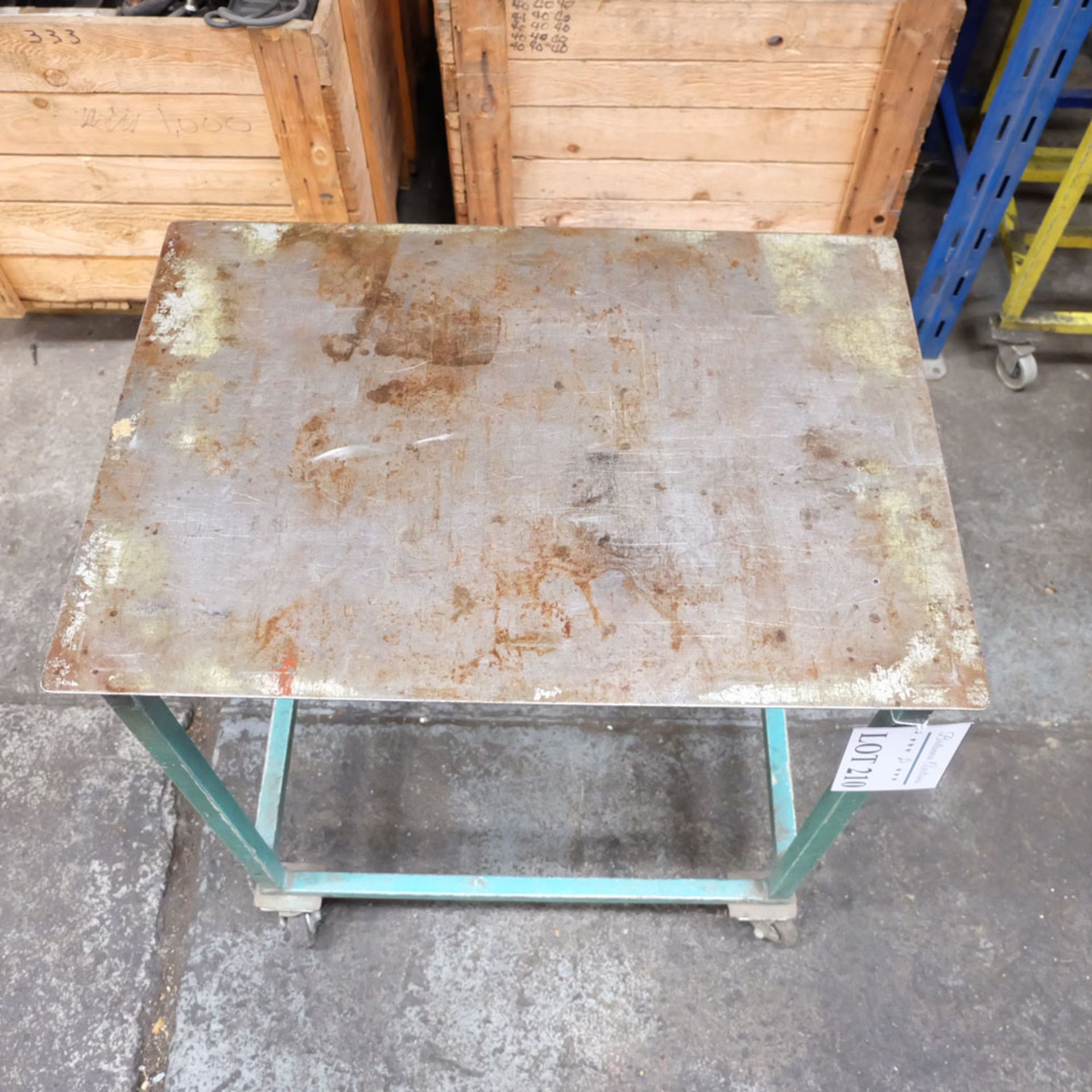 Mobile Steel Table on Castors. Approx Working Height 740mm. Approx Surface Size 680mm x 480mm. - Image 2 of 3