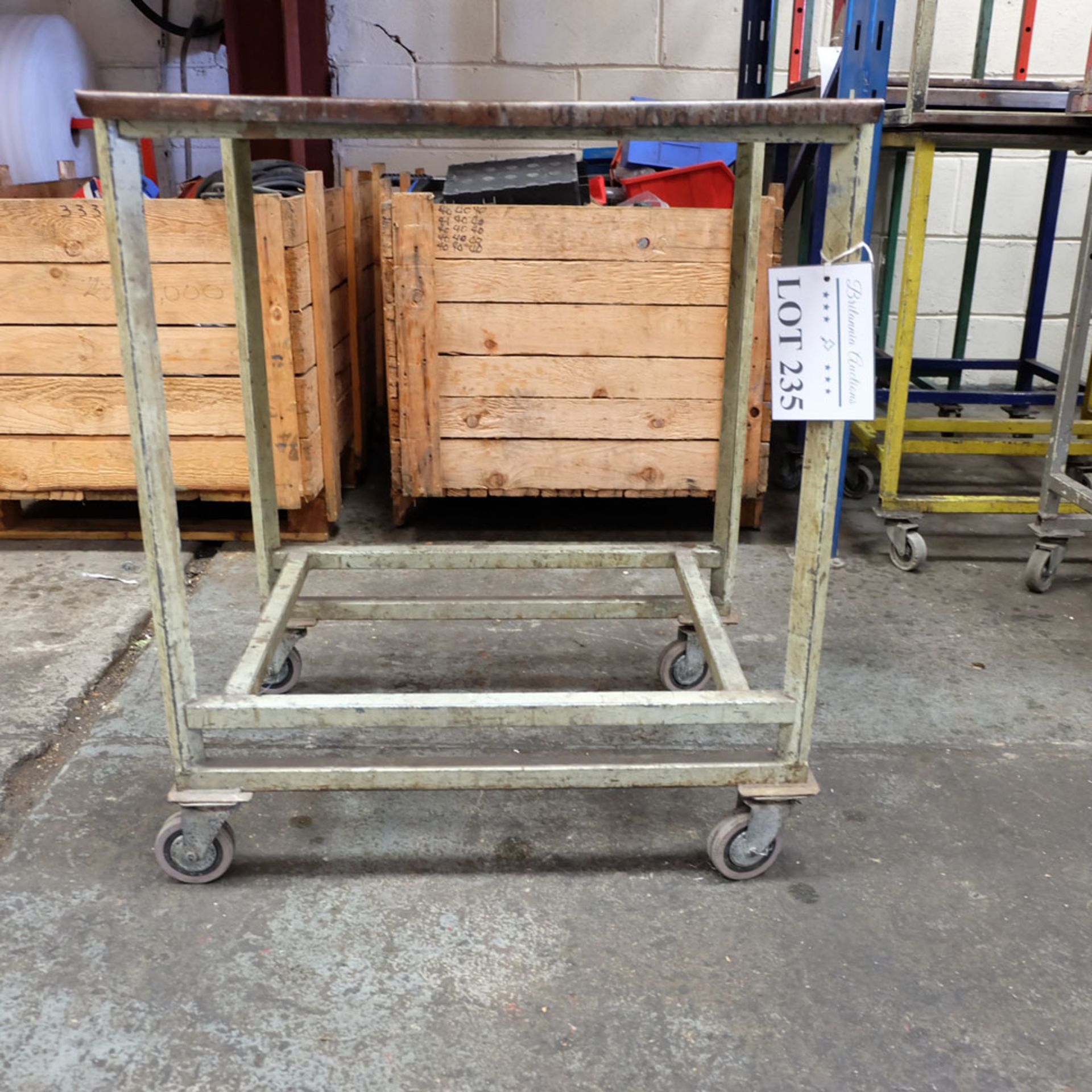 Mobile Steel Table on Castors. Approx Working Height 760mm. Approx Surface Size 650mm x 470mm. - Image 3 of 3