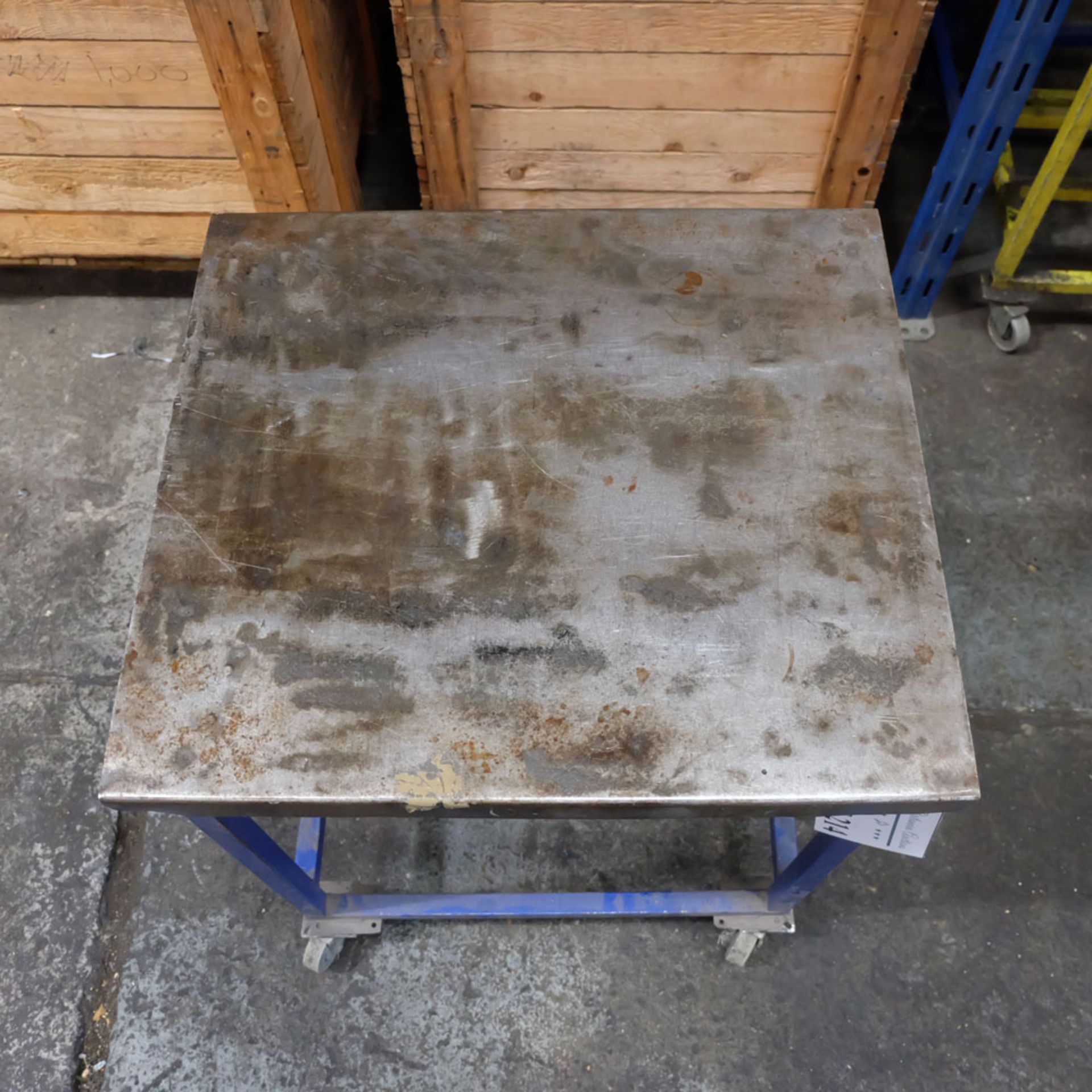 Mobile Steel Table on Castors. Approx Working Height 750mm. Approx Surface Size 570mm x 510mm. - Image 2 of 3