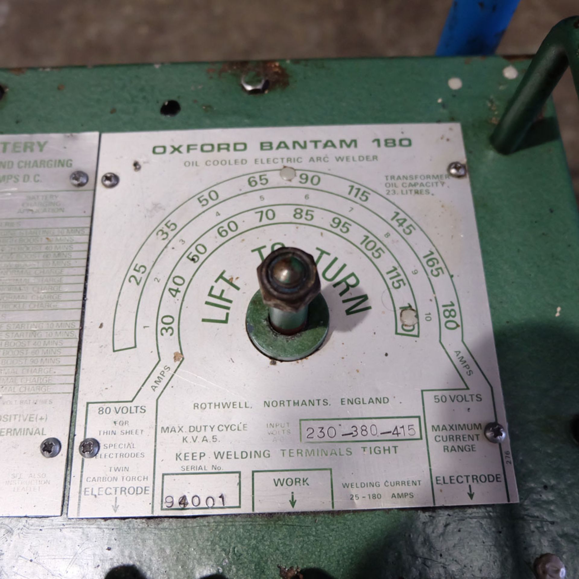 Oxford 180 Amp Oil Cooled Arc Welder. - Image 7 of 8