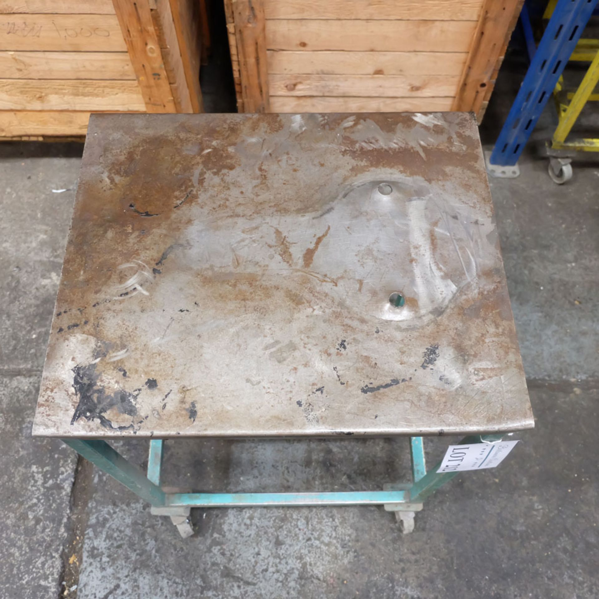 Mobile Steel Table on Castors. Approx Working Height 770mm. Approx Surface Size 560mm x 480mm. - Image 2 of 3