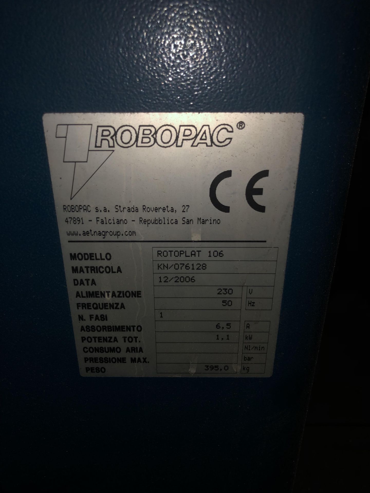 2006 Robopac Model Rotoplat 106 Pallet Wrapper - Image 9 of 10