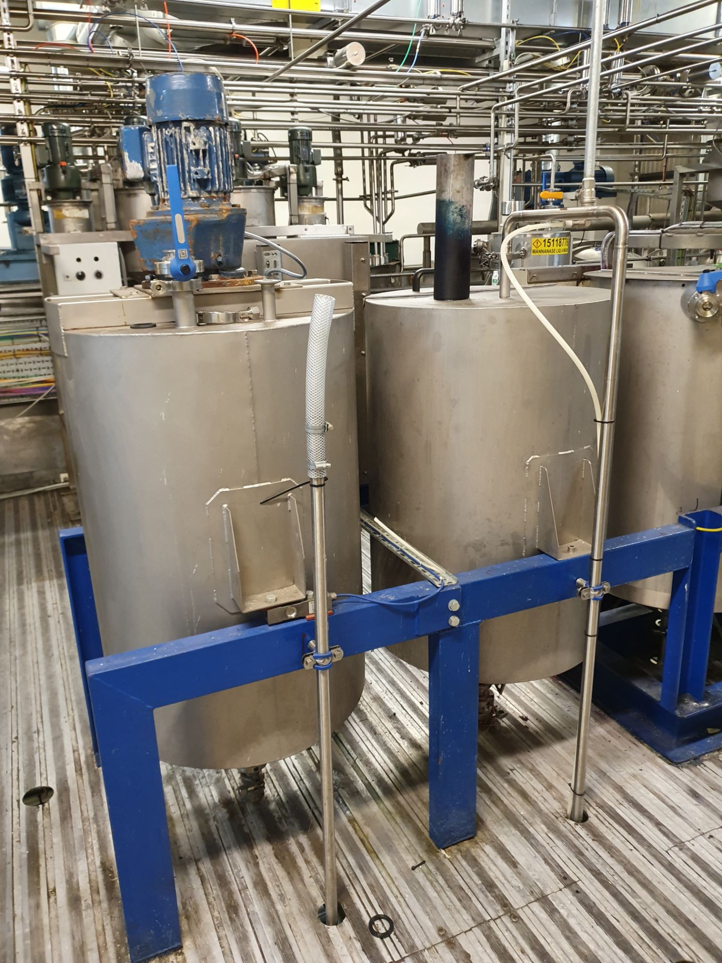2 x 250 Litre stainless steel tanks -1 with agitat