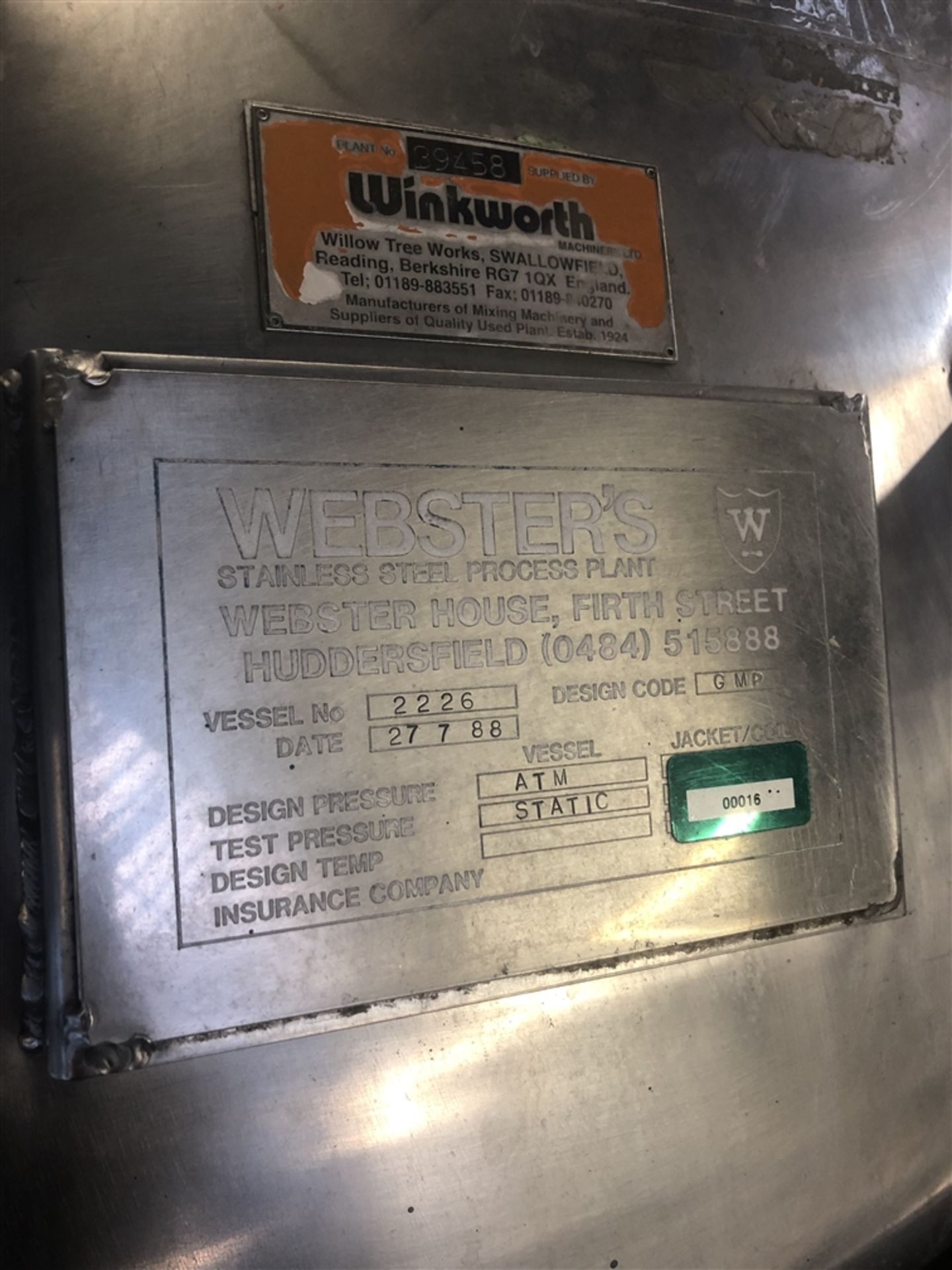 Websters 2500 Litre stainless steel cylindrical st - Image 4 of 4