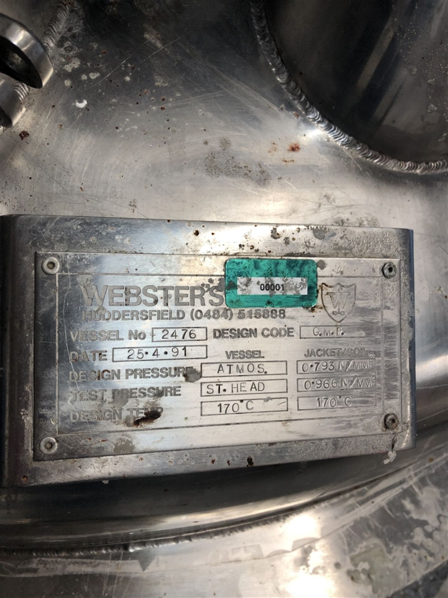 Websters 2000 Litre jacketed mixing vessel with si - Image 2 of 6