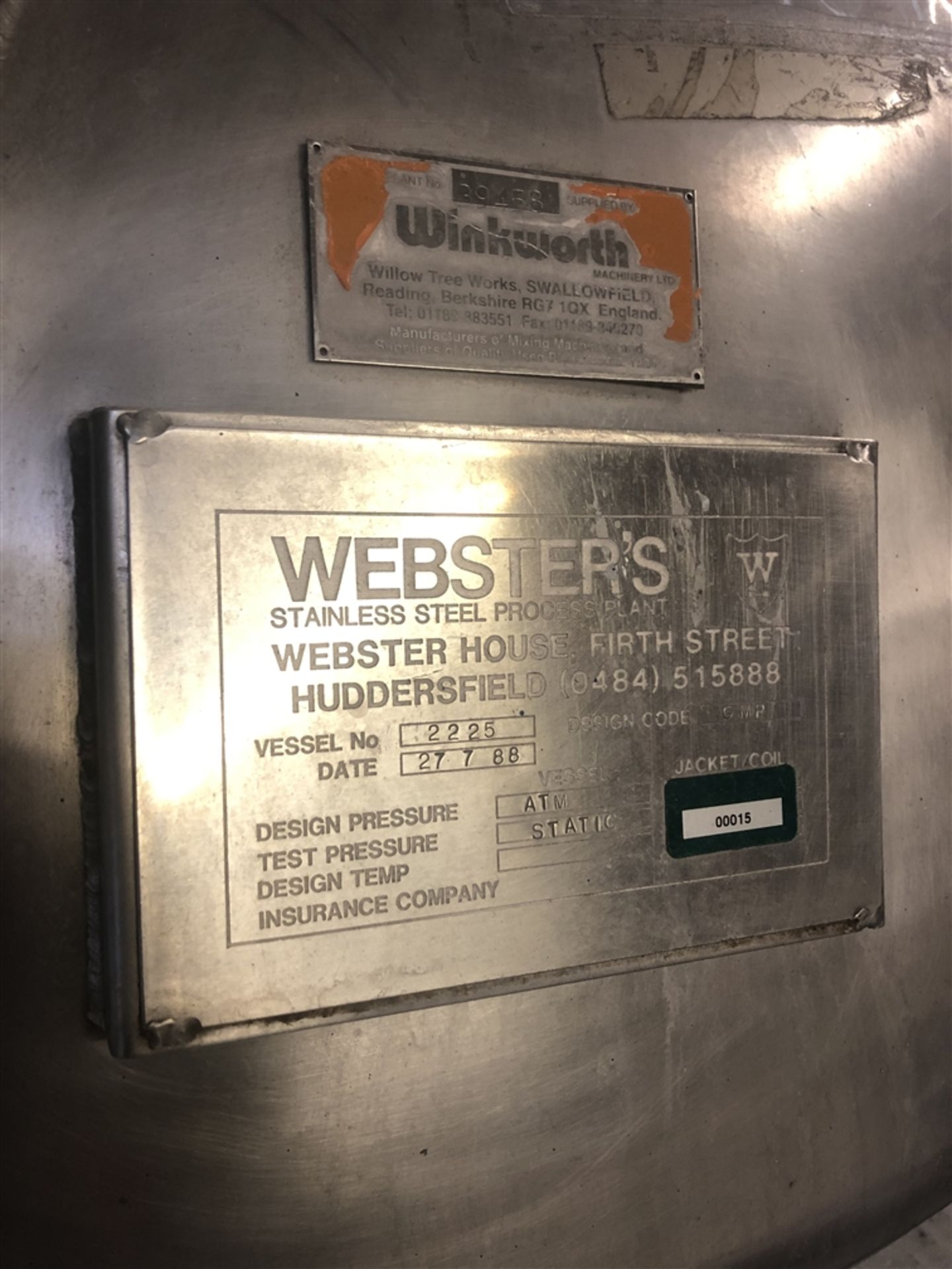 Websters 2500 Litre stainless steel cylindrical st - Image 4 of 4