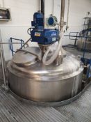 Websters 5000 Litre Jacketed Mixing Vessel with Lightnin Mixer and Bottom Entry Homogeniser.