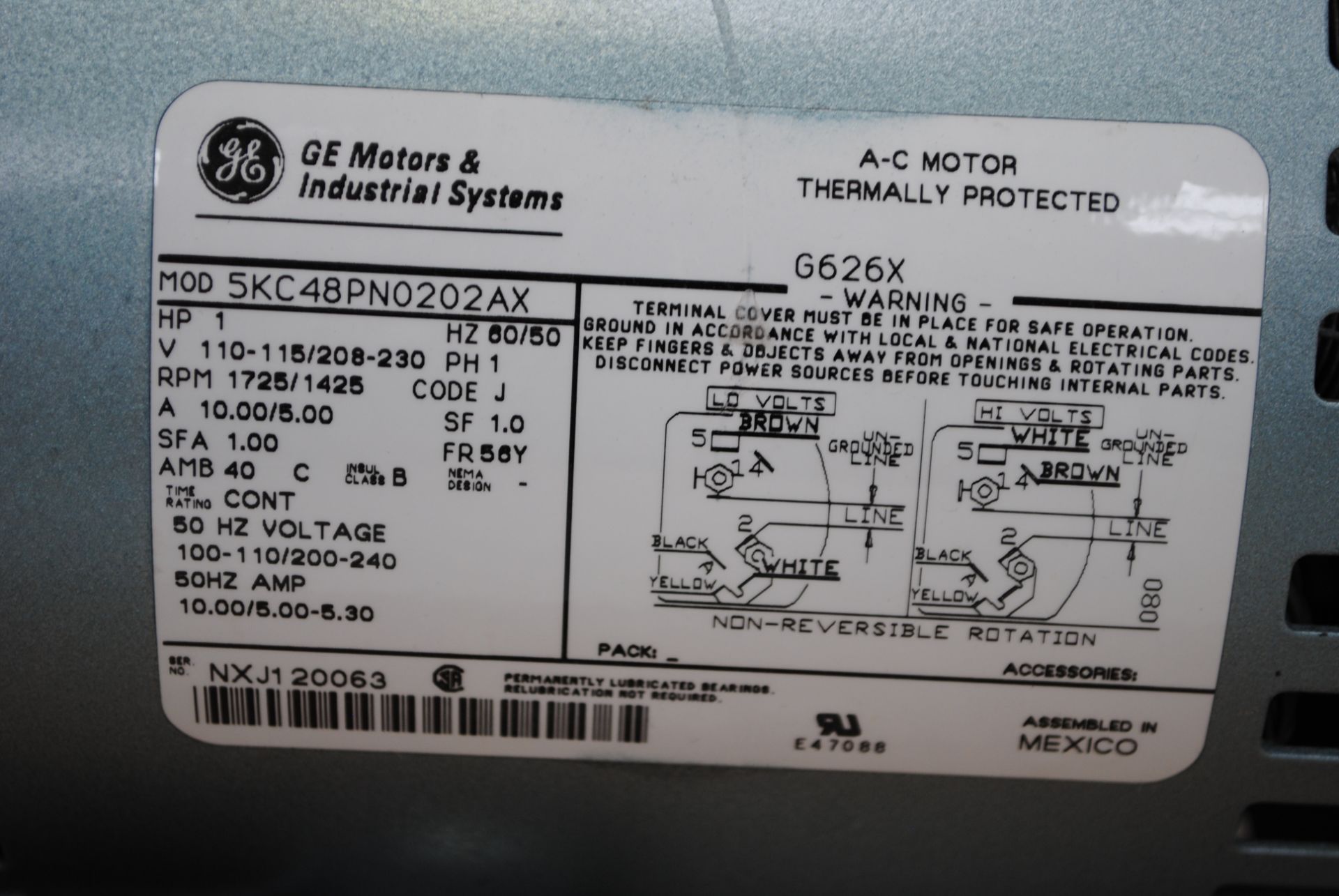 Gast Model: 1423-101Q-G626X Rotary Vacuum Pump Type: 5KC48PN0202AX - Image 4 of 4