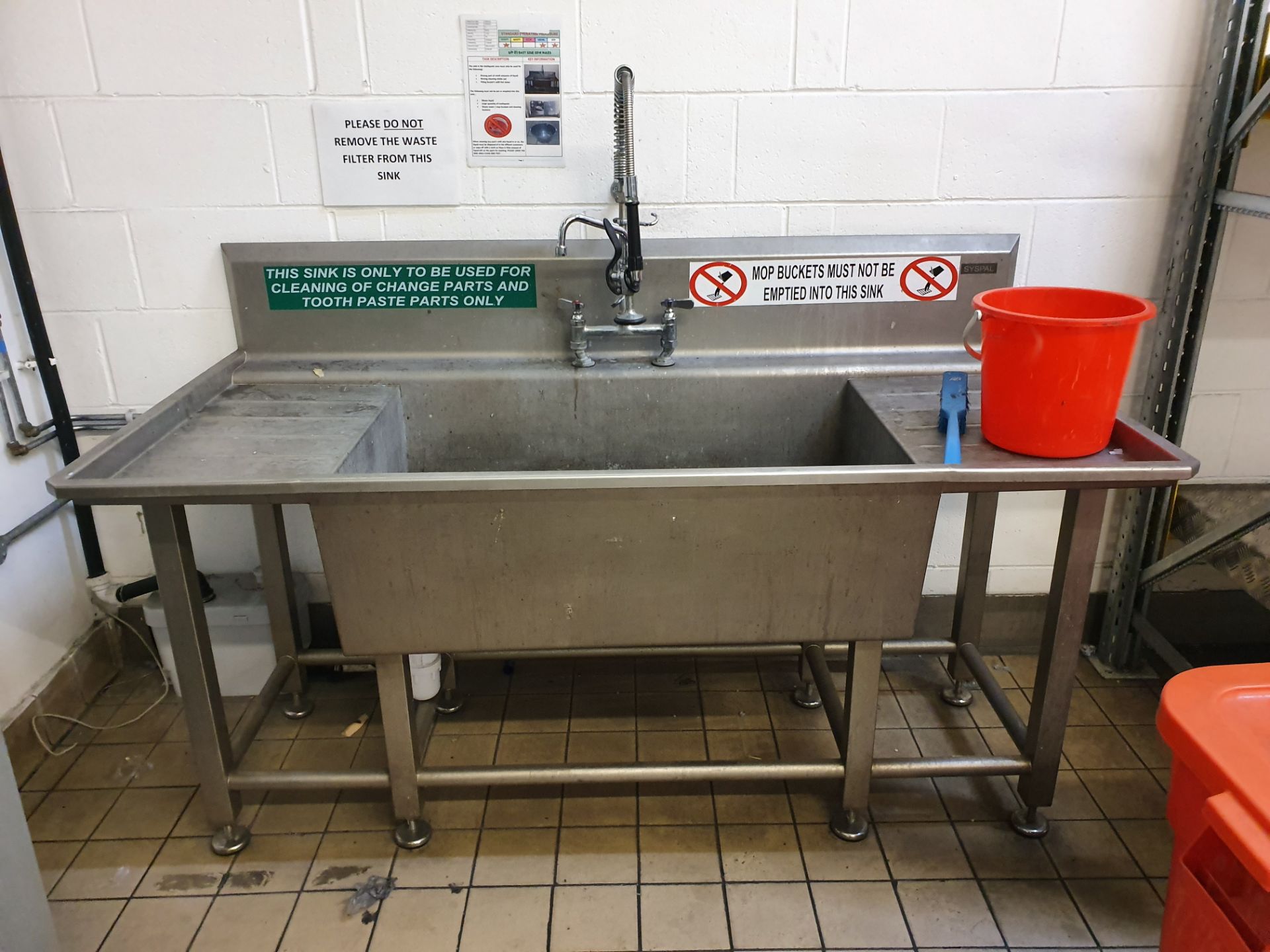 Syspal Stainless Steel Wash Sink with Draining Area