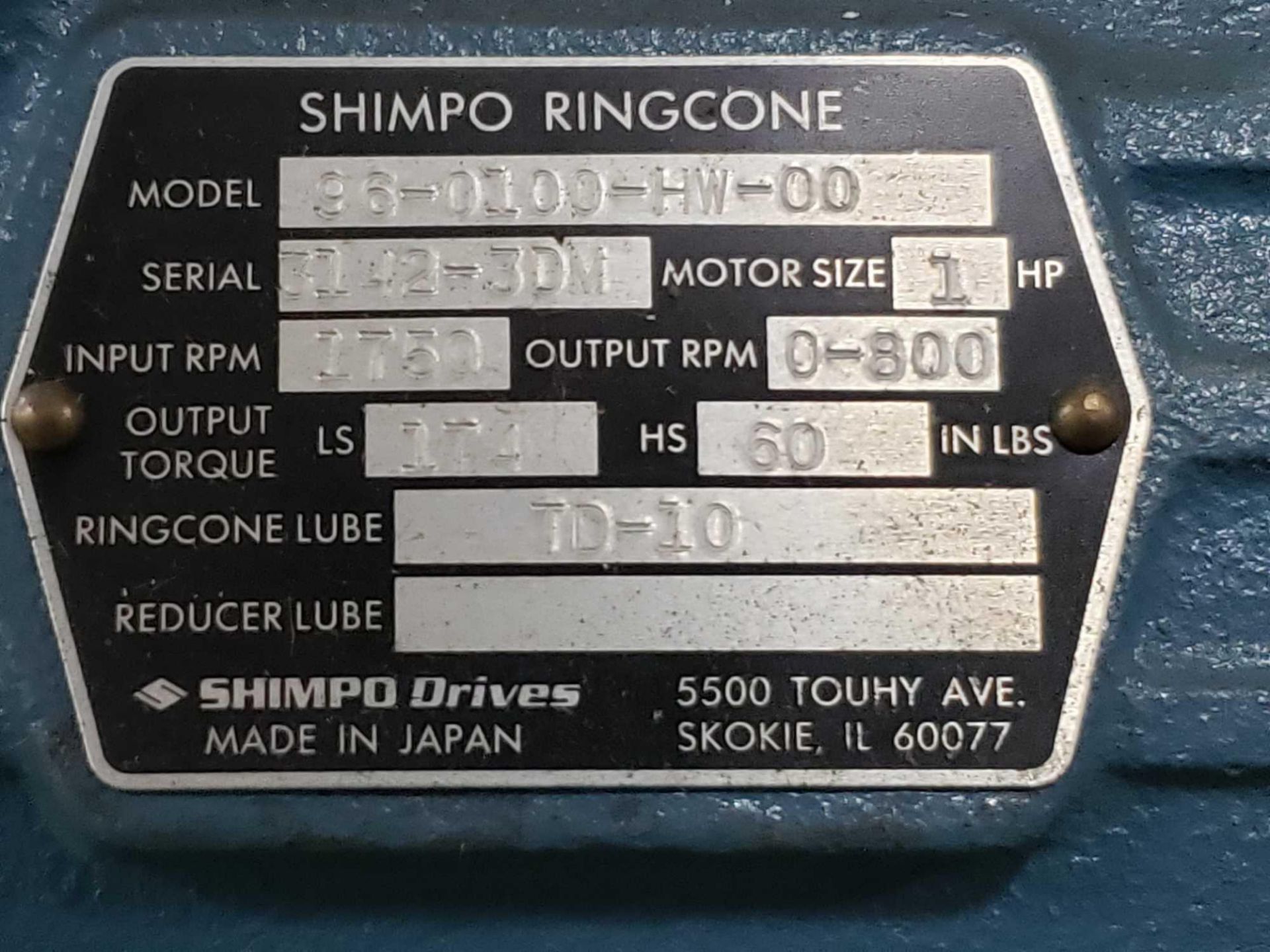Shimpro Ringcone gear box speed reducer model 96-0100-HW-00. New in box. - Image 2 of 3