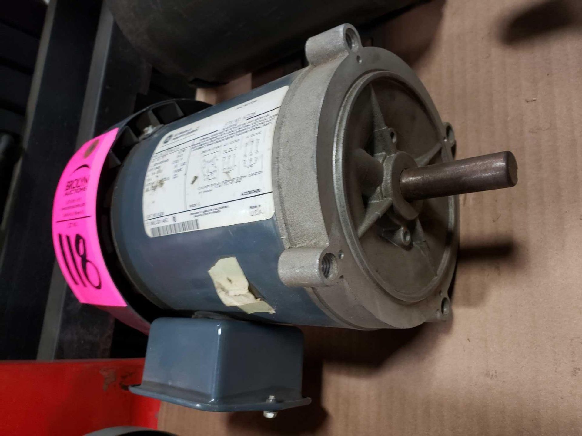 1/3hp GE motors model 5K33FN41A, 3 phase 208-230/460v, 3450rpm, 56C frame. Appears new with wear. - Image 2 of 3