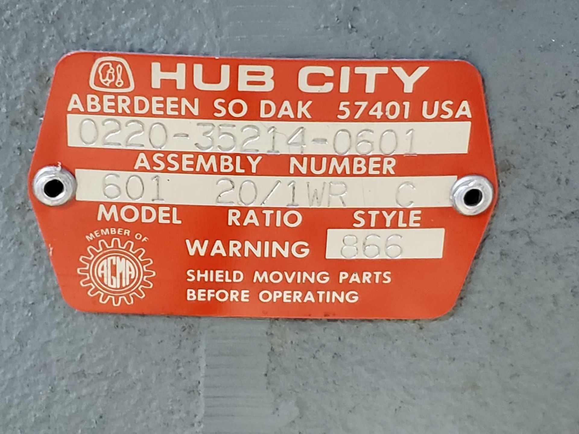 Hub City gear box speed reducer model 601, ratio 20/1WR, style C. New in box. - Image 2 of 3