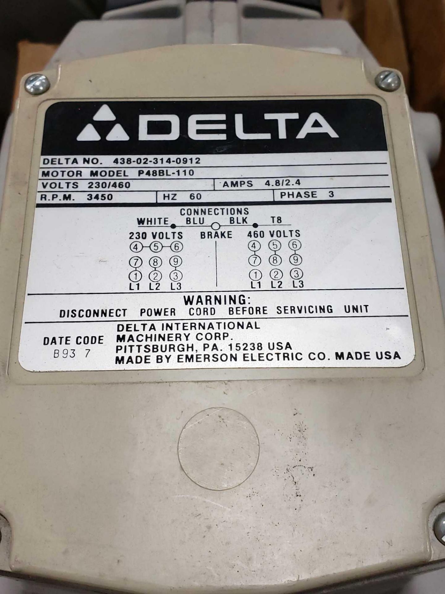 Delta saw motor model P48BL-110. New in box. - Image 3 of 3