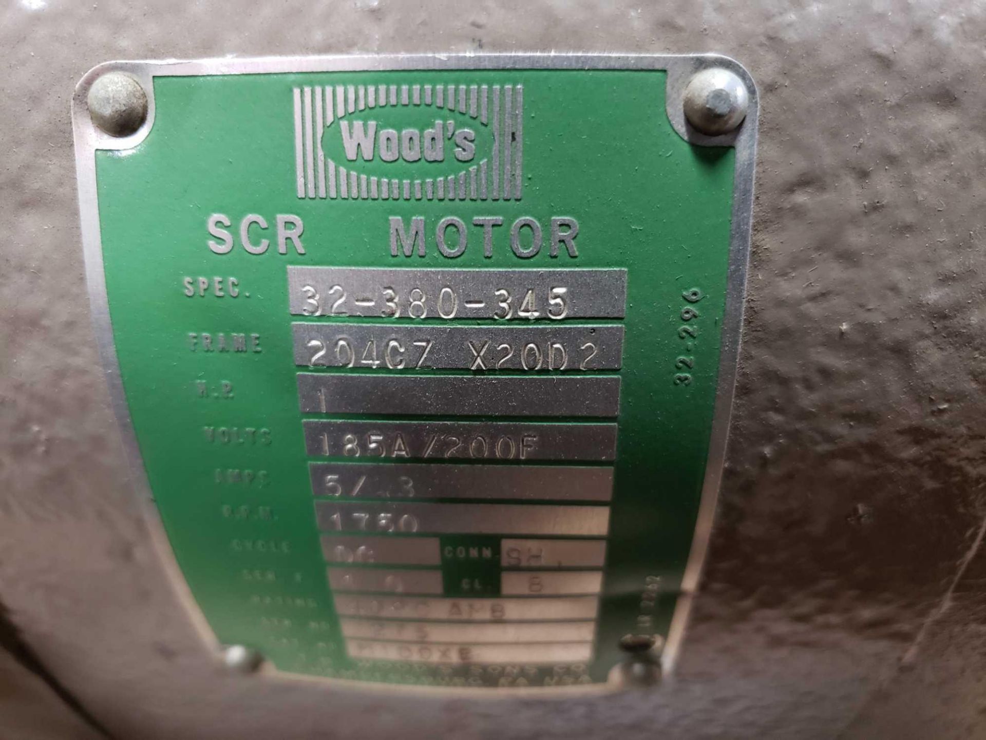 1hp Baldor Woods SCR DC motor 185A/200F, 1750rpm, 204CZ frame. - Image 3 of 5
