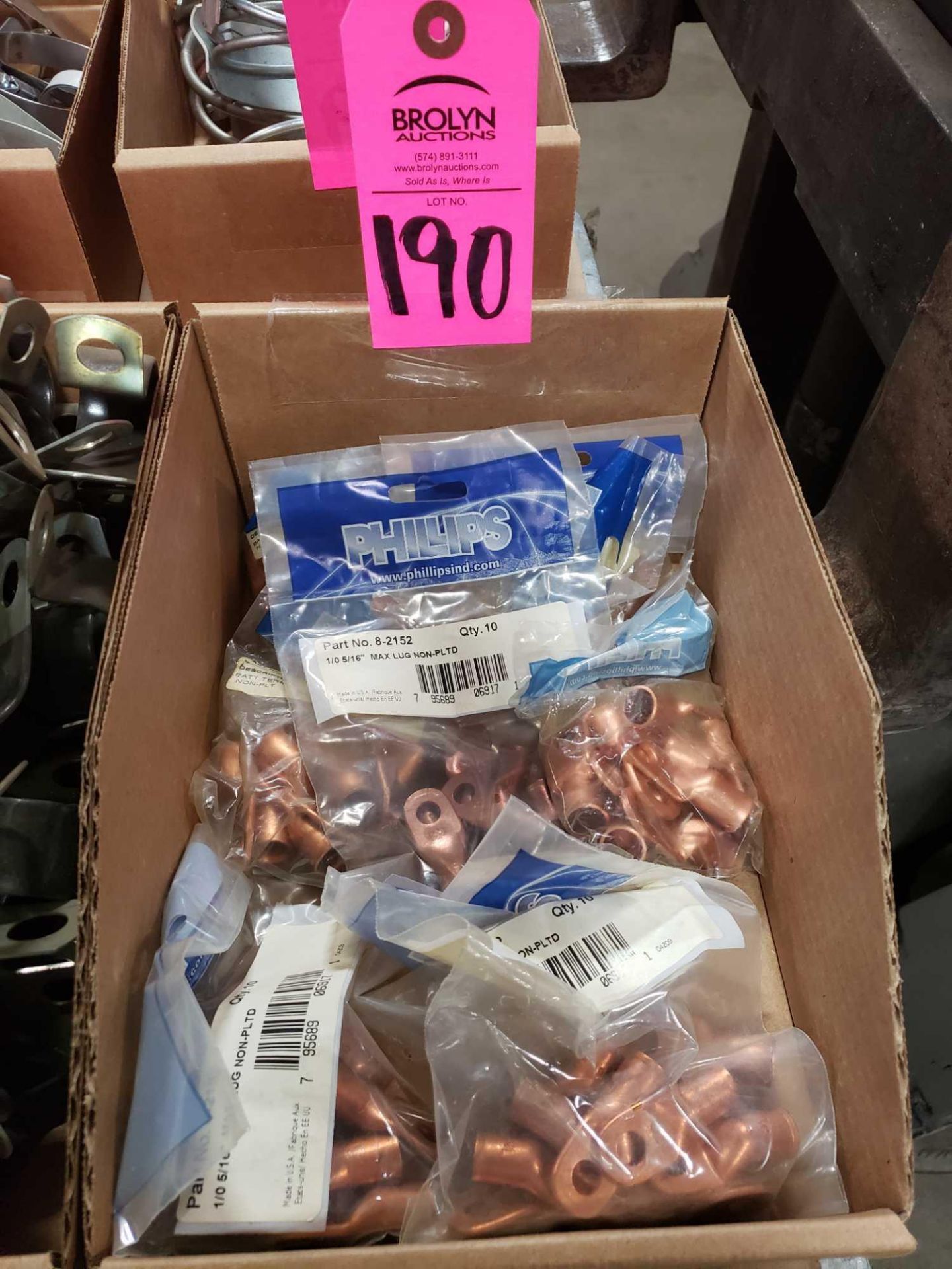 Copper terminal lugs. New in plastic.
