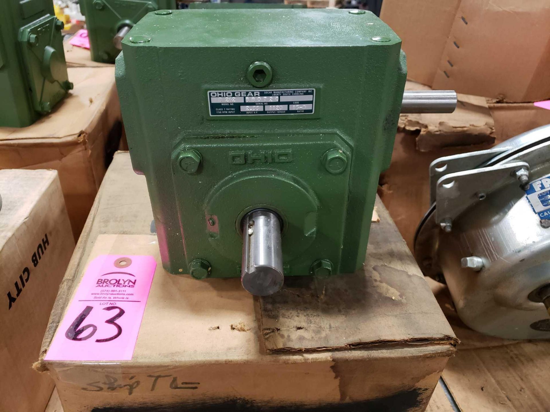 Ohio Gear model B-262 speed reducer gear box. Ratio 15-B. New in box.