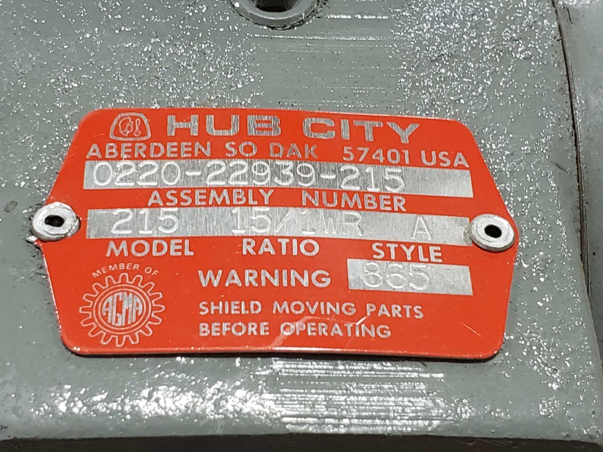 Hub City gear box speed reducer model 215, ratio 15/1WR, style A. New in box. - Image 3 of 3