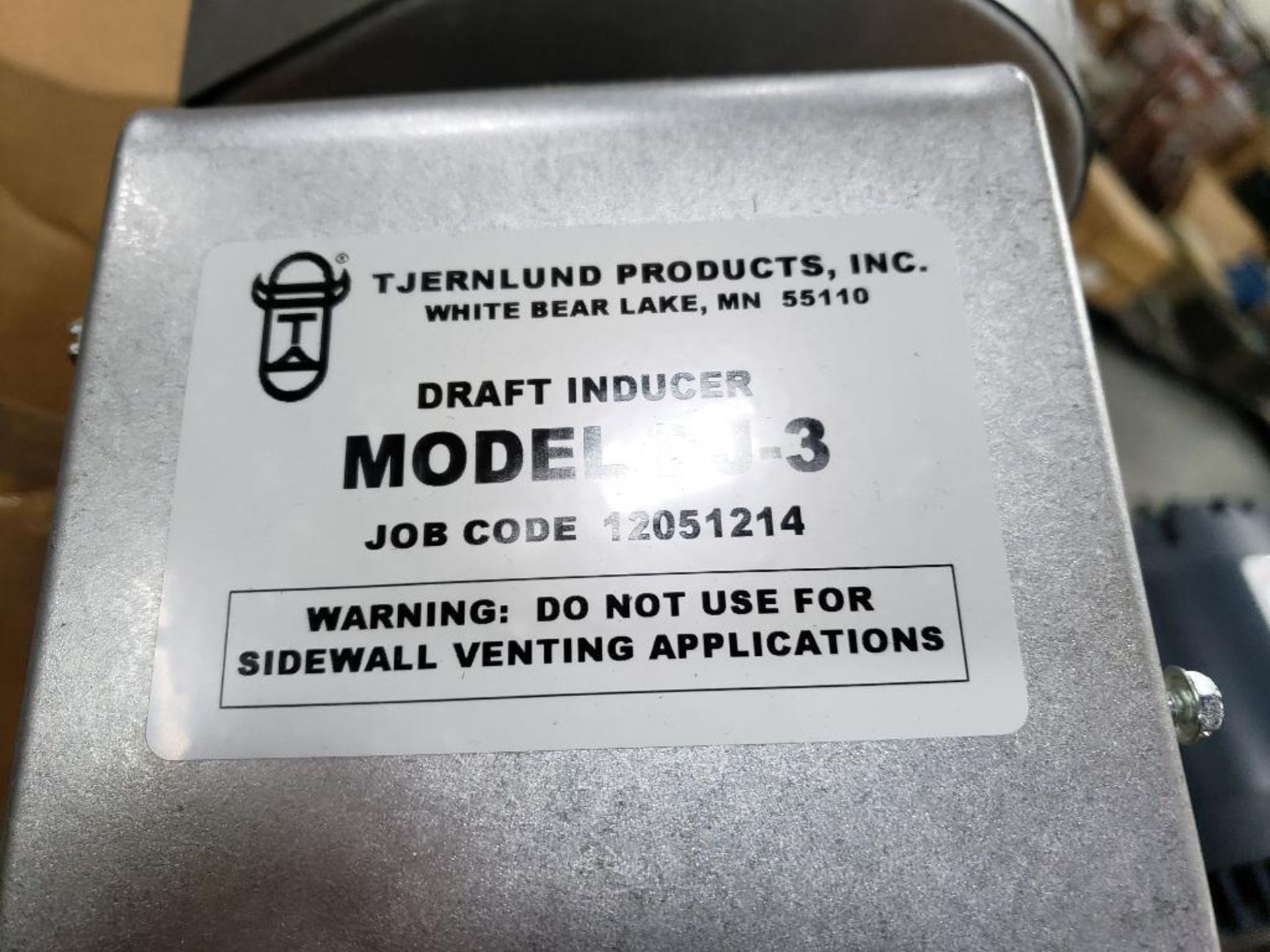 Qty 2 - Tjernlund Products draft inducer model DJ-2. New in box. - Image 3 of 5