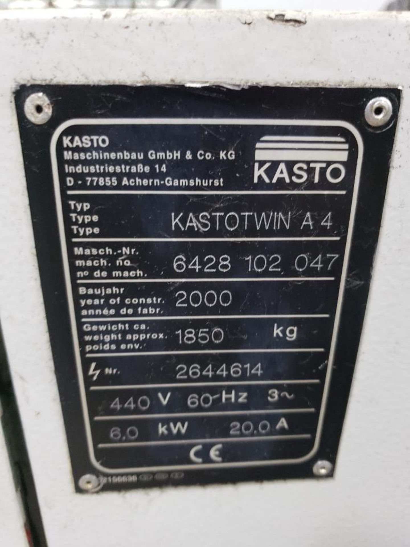 Kasto horizontal CNC band saw Model Kastotwin A4, 3 phase 440v, Mfg year 2000. Serial # 6428102047. - Image 20 of 32