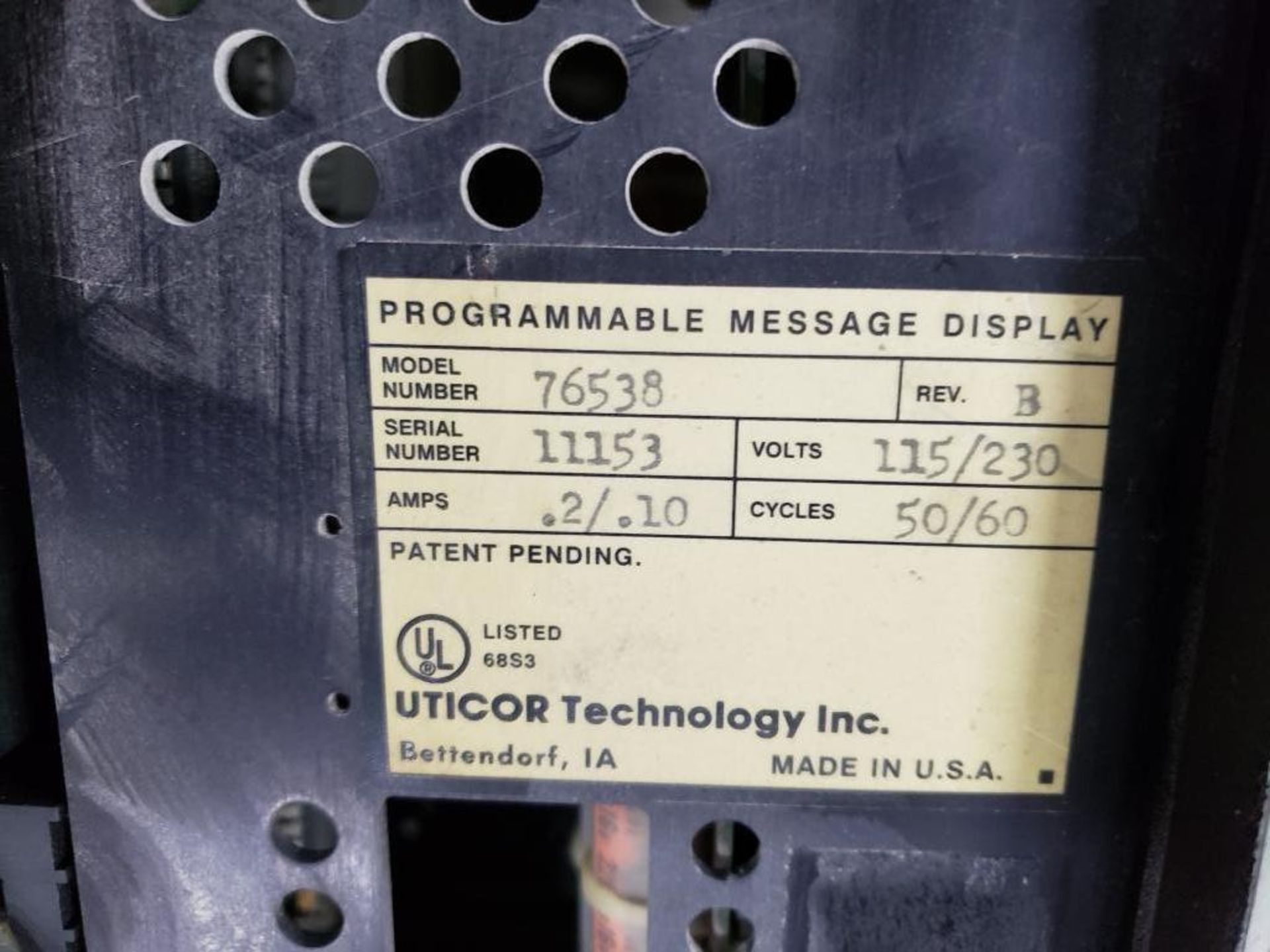 Qty 2 - Uticor Programmable Message Display model 76538. - Bild 5 aus 5