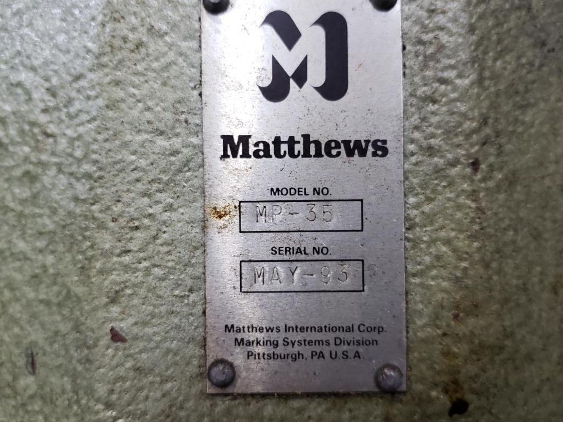 Matthews Model MP-35 marking system. - Image 3 of 6