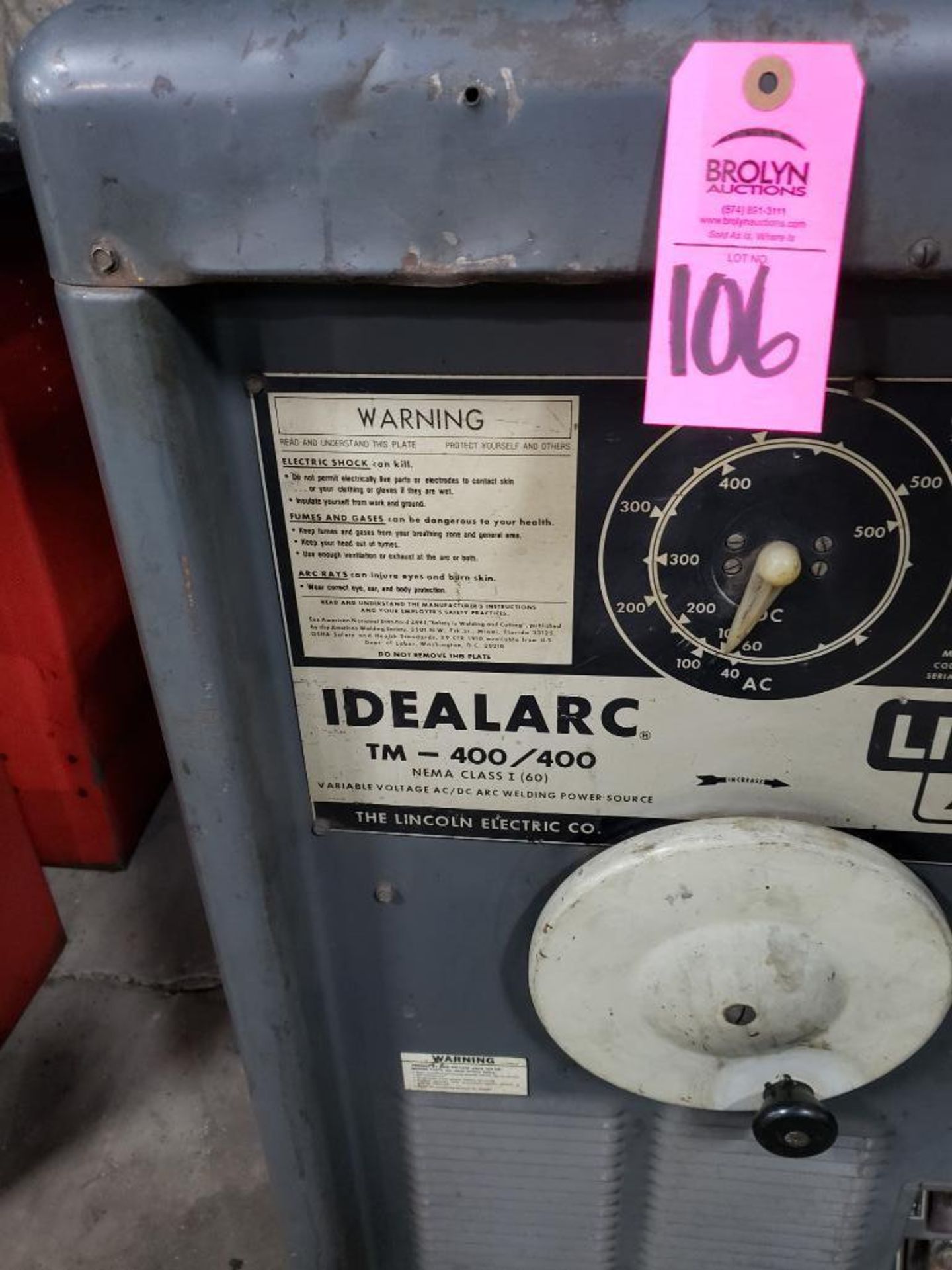 Lincoln Idealarc TM-400/400 Arc Welder. 3 phase, 230/460v. - Image 2 of 5