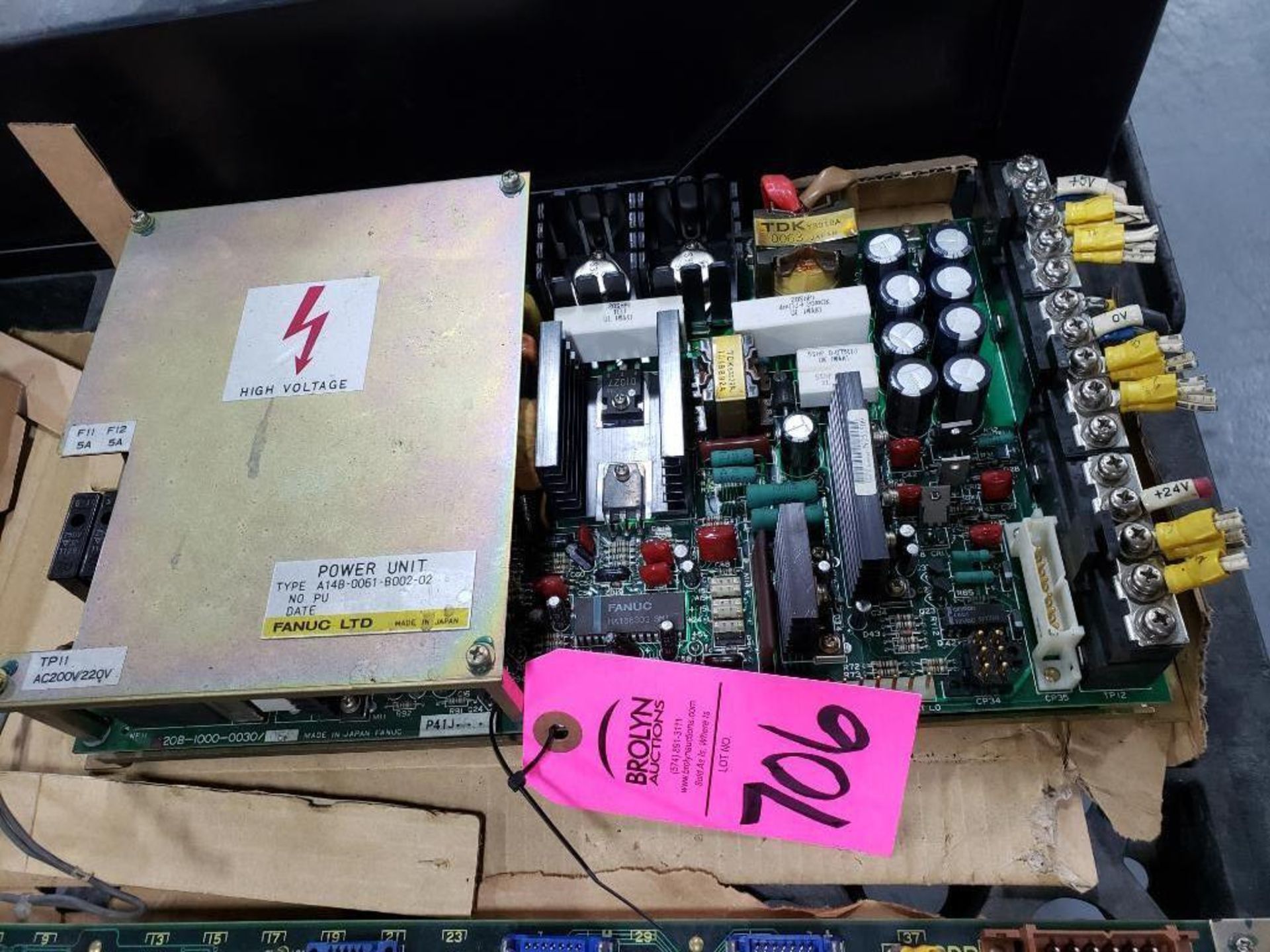 Fanuc power supply unit model A14B-0061-B002-02. Pulled from working machine.