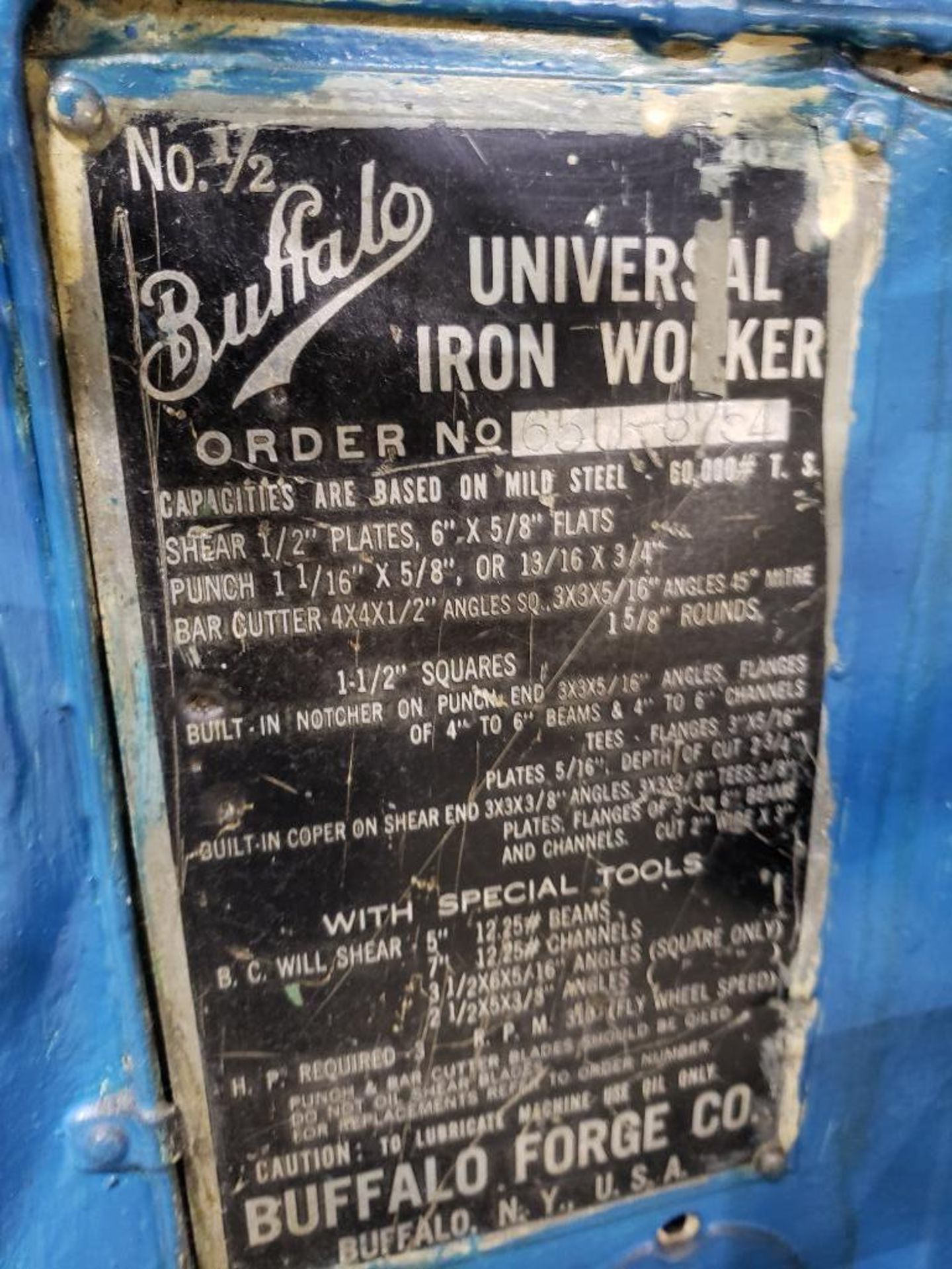 Buffalo No 1/2 Universal Ironworker, 30ton, 1/2" shear capacity. - Image 4 of 9