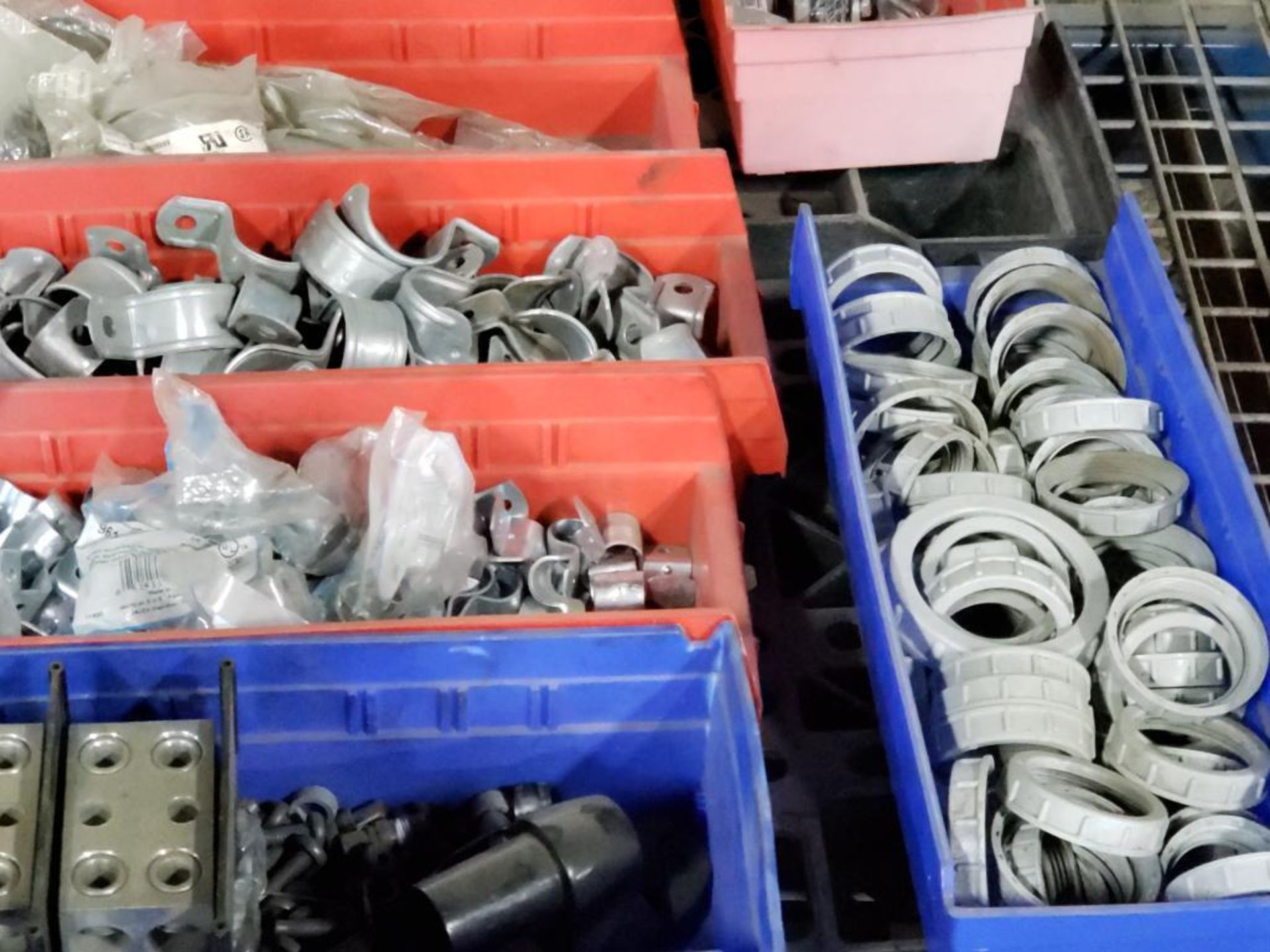 Pallet of assorted hardware and stack on bins. - Image 4 of 5