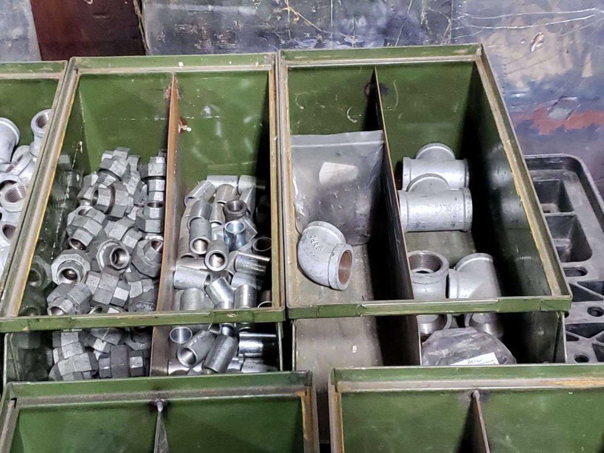 Pallet of assorted hardware and stack on bins. - Image 3 of 5