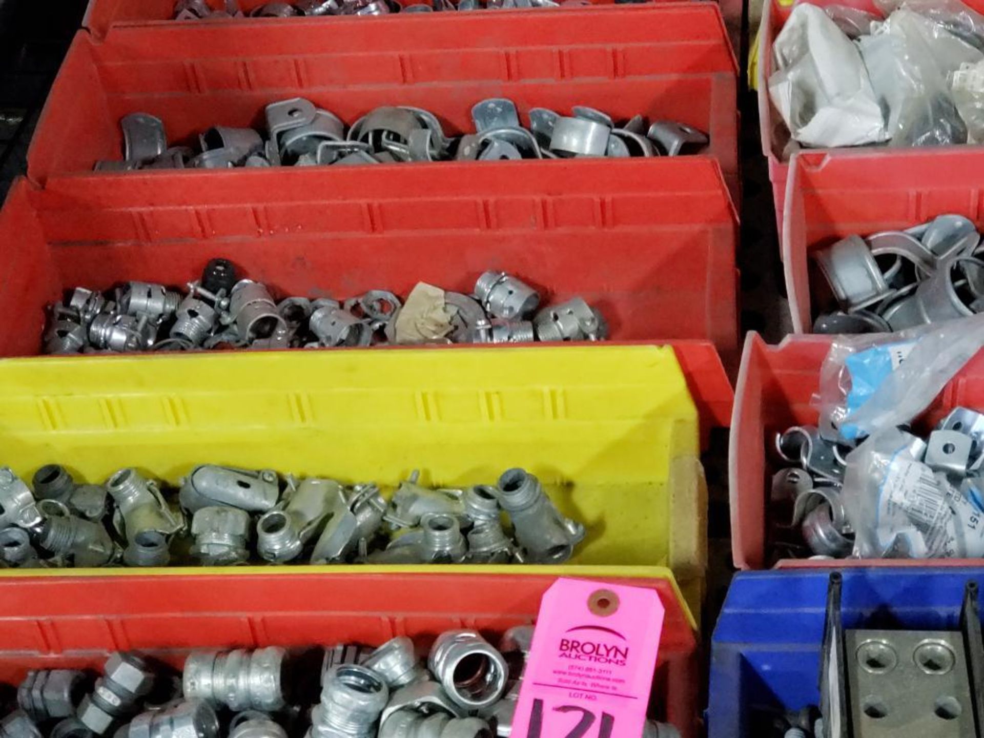 Pallet of assorted hardware and stack on bins. - Image 3 of 5