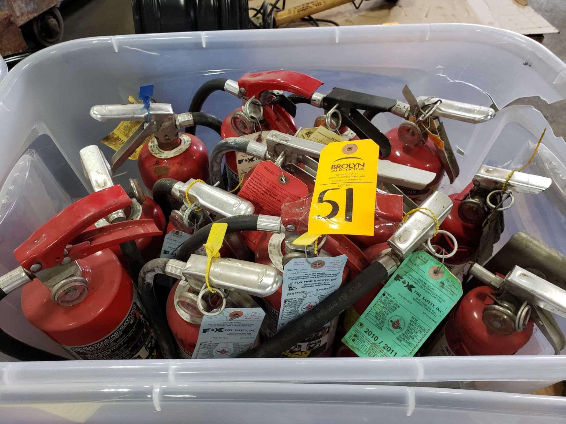 Qty 14 - Fire extinguishers.