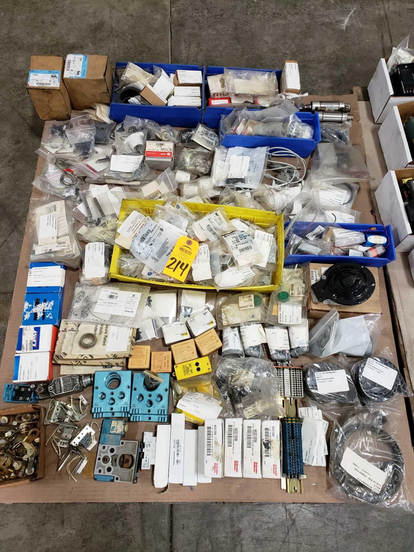 Pallet of assorted electrical and parts.