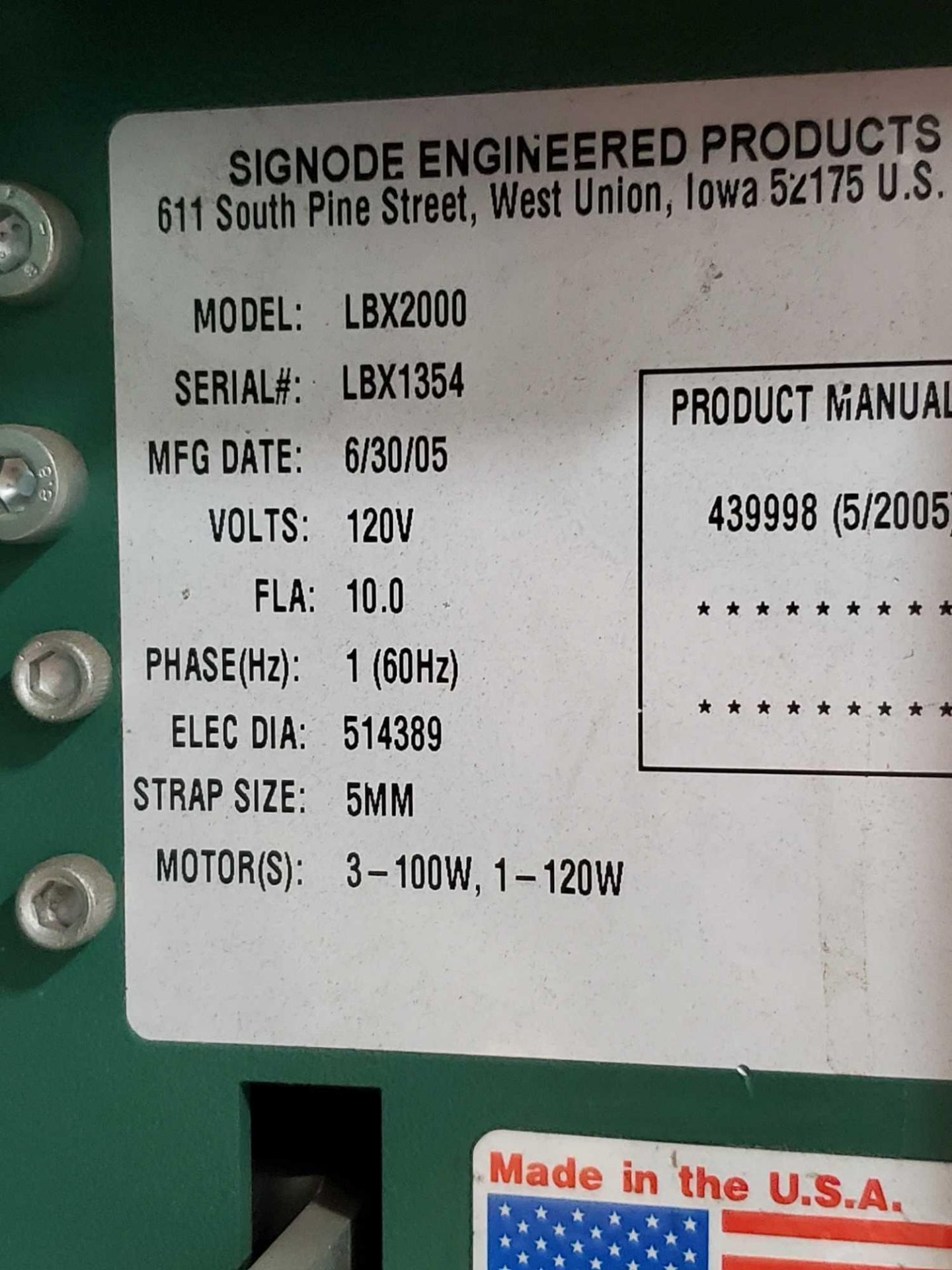 Signode banding table. Model LBX2000. Single phase 120v. - Image 2 of 4