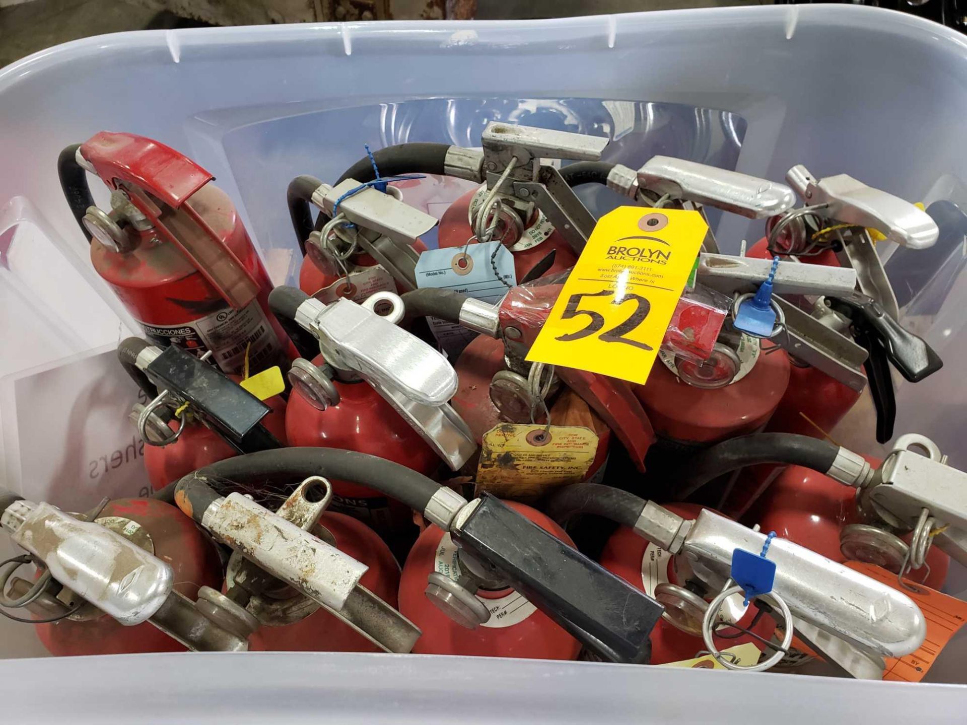 Qty 14 - Fire extinguishers.