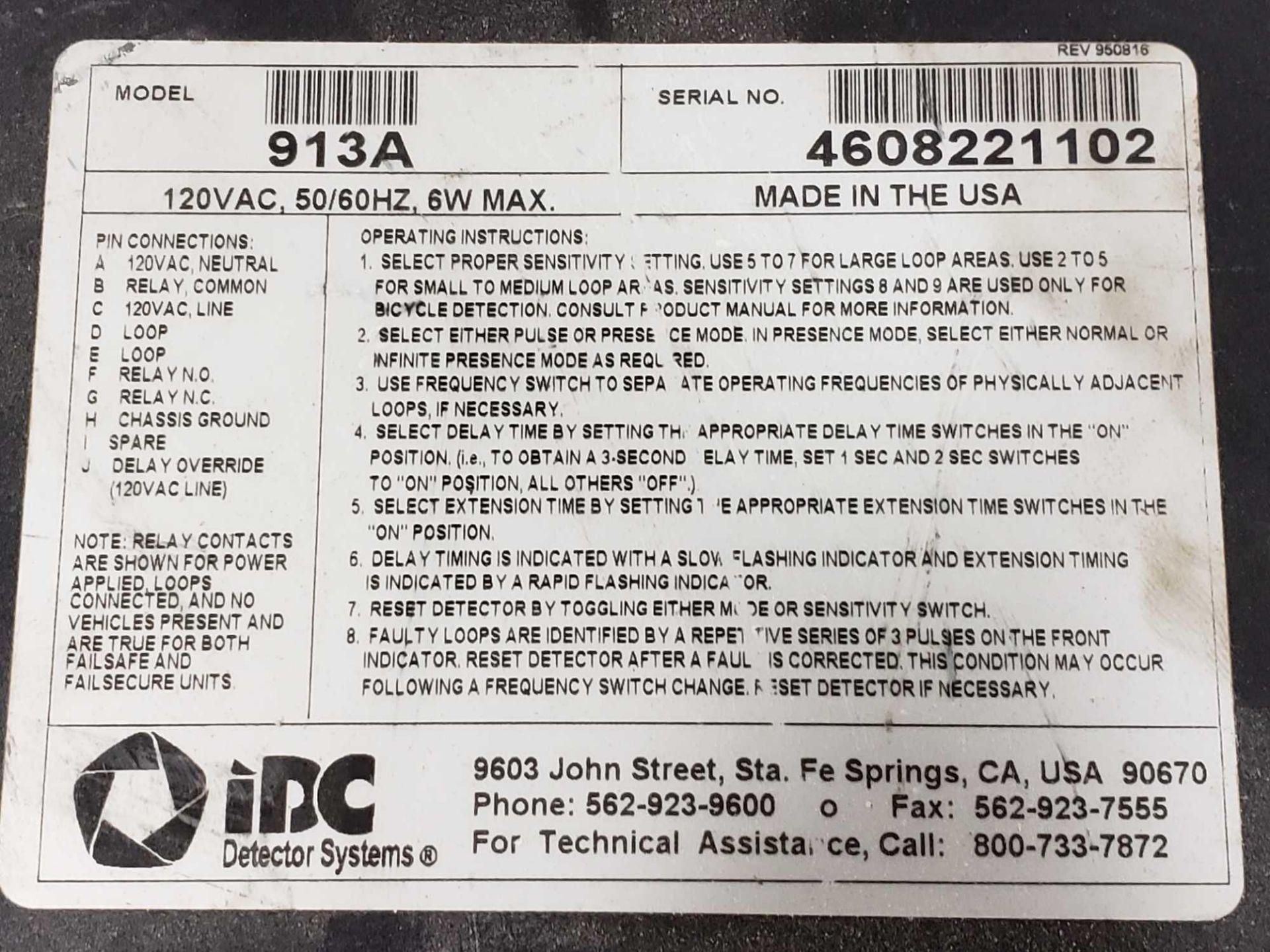 Qty 8 - iDC detector systems loop detector. Model 913A. - Image 3 of 3