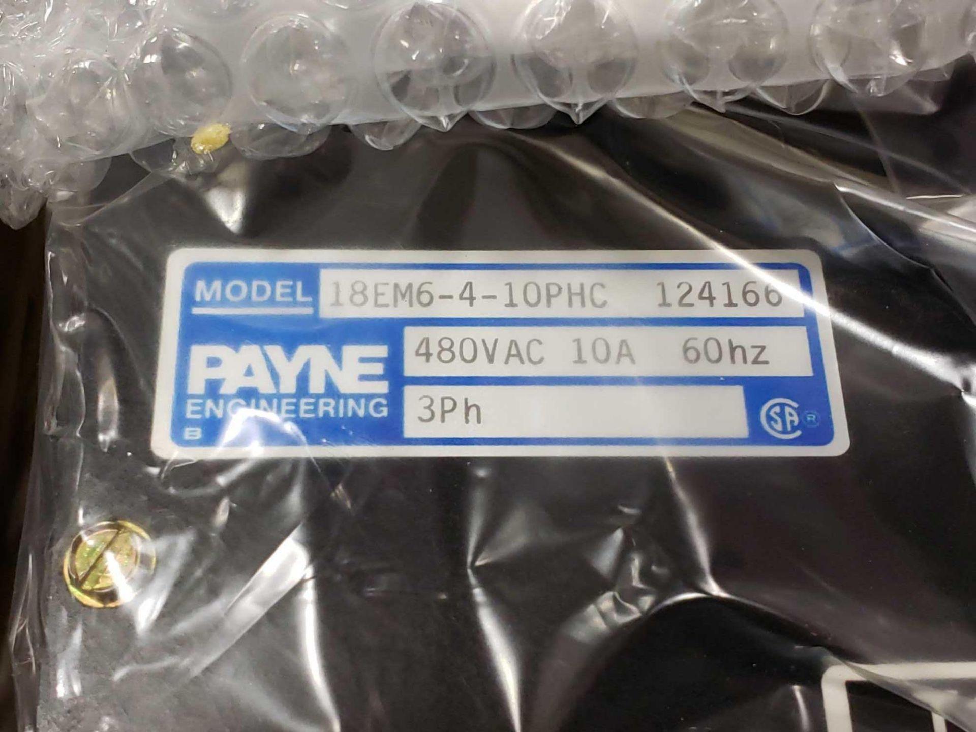 Payne Engineering power control model 18EM6-4-10PHC. 3 phase 480vac, 10amp, 60hz. New in plastic. - Image 2 of 2