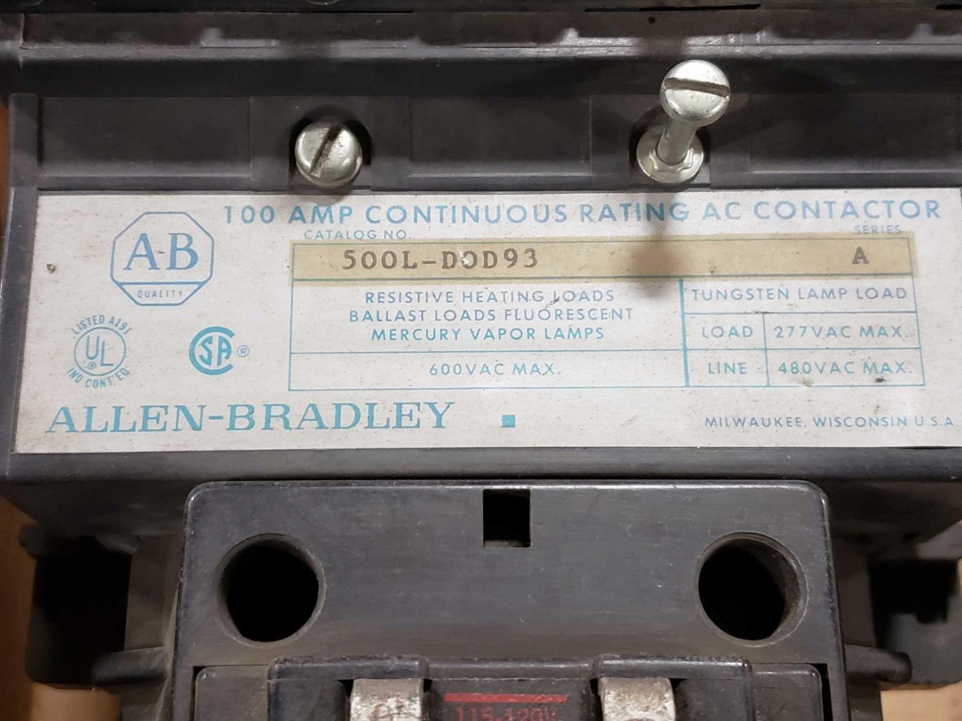 Allen Bradley 100amp contactor model 500L-DOD93. - Image 3 of 3
