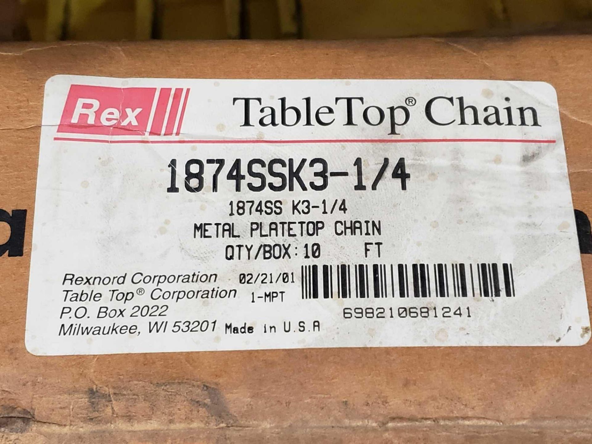 Qty 2 - Stainless tabletop chain, Rex 1874SSK3-1/4, 10ft/box, and Diamond SS815K3-1/4. New. - Image 2 of 3