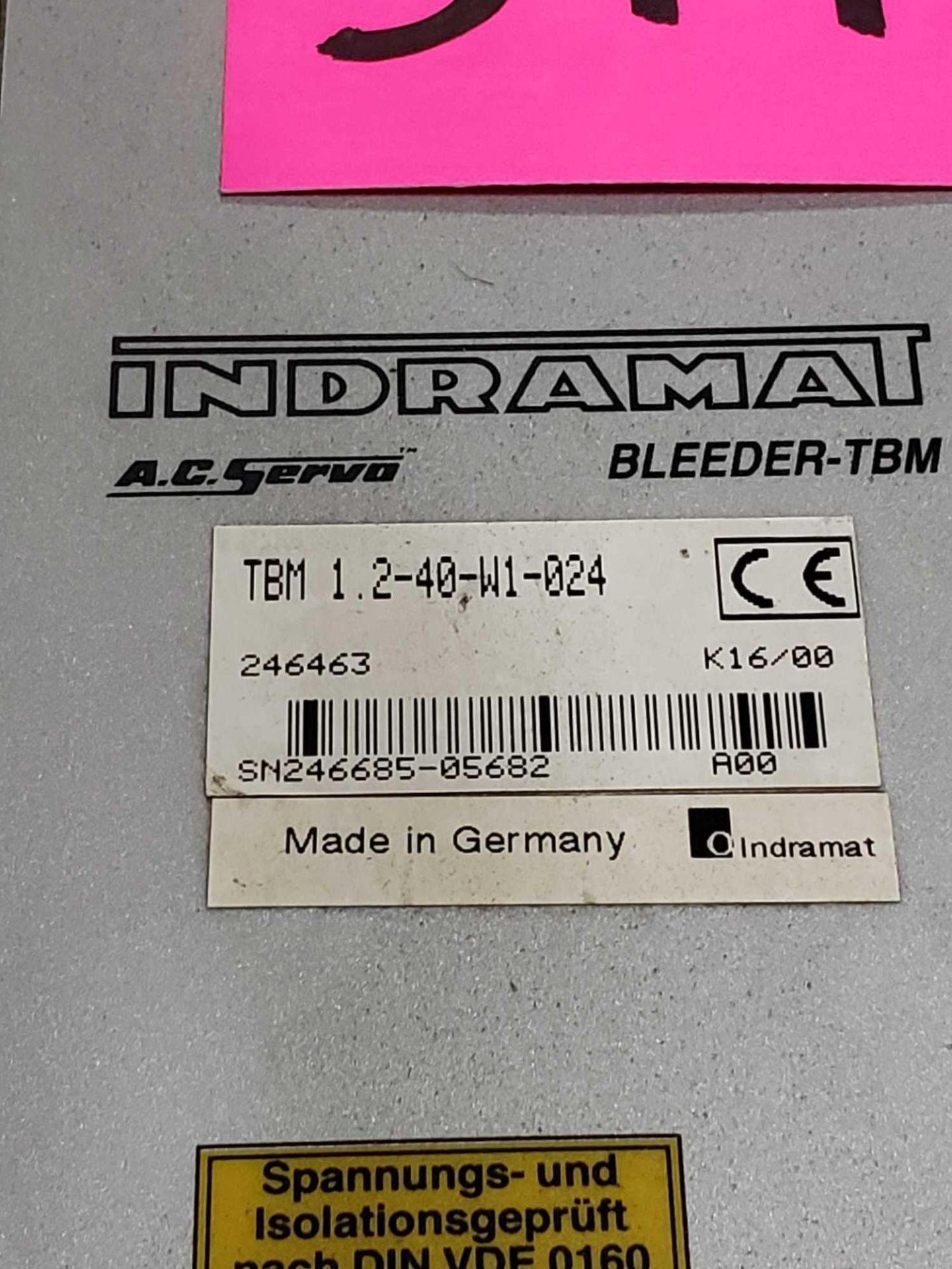 Indramat AC Servo Bleeder-TBM. Model TBM1.2-40-W1-024. - Image 2 of 3