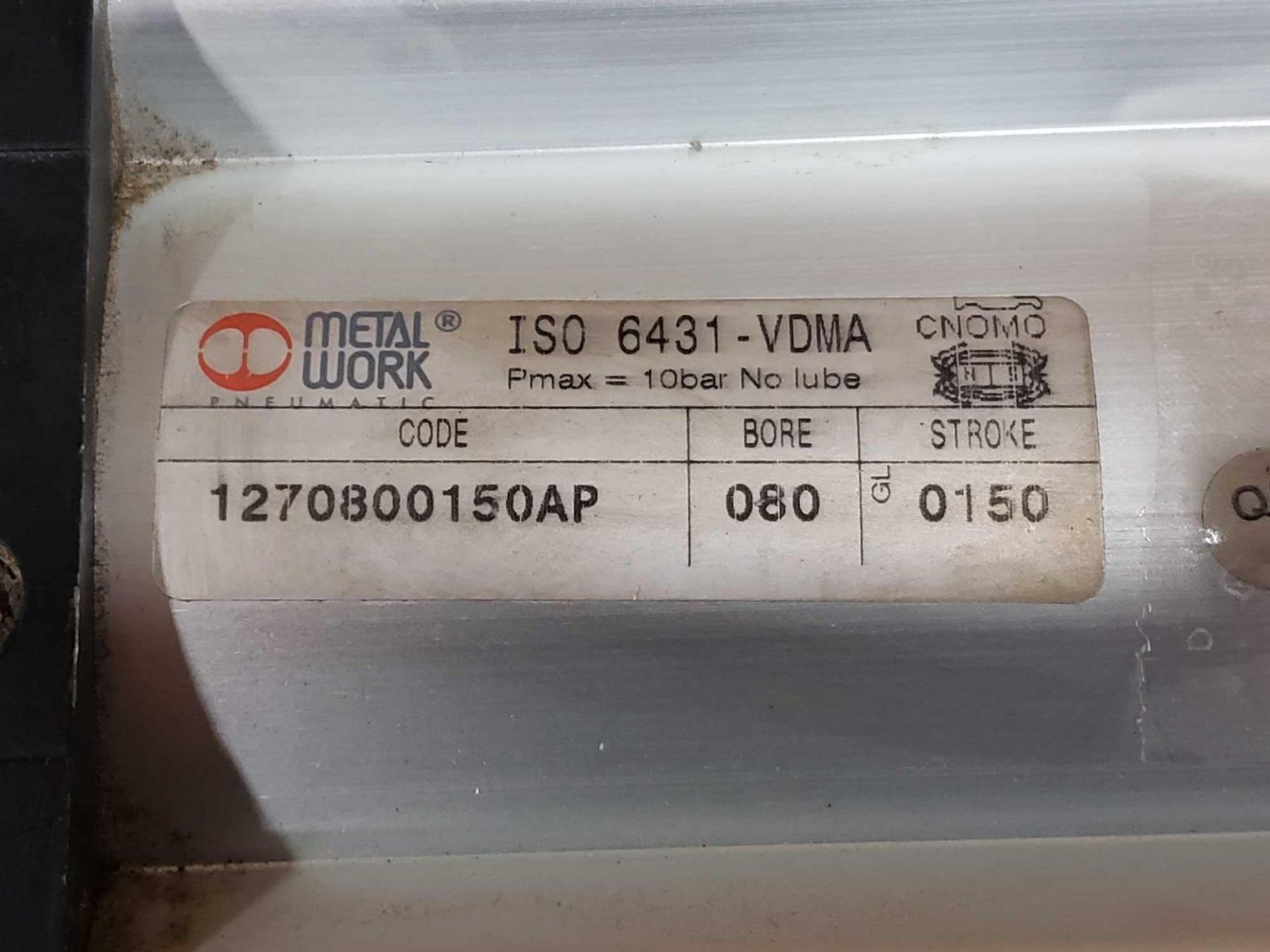 Metalwork pneumatic cylinder model ISO-6431-VDMA, 080 bore, 0150 stroke. New with shelf wear. - Image 2 of 3