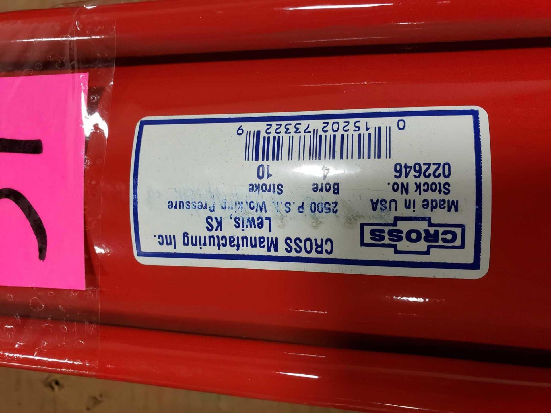 Cross 4x10 tie rod hydraulic cylinder model 022646. 4" bore, 10" stroke. New as pictured. - Image 2 of 2