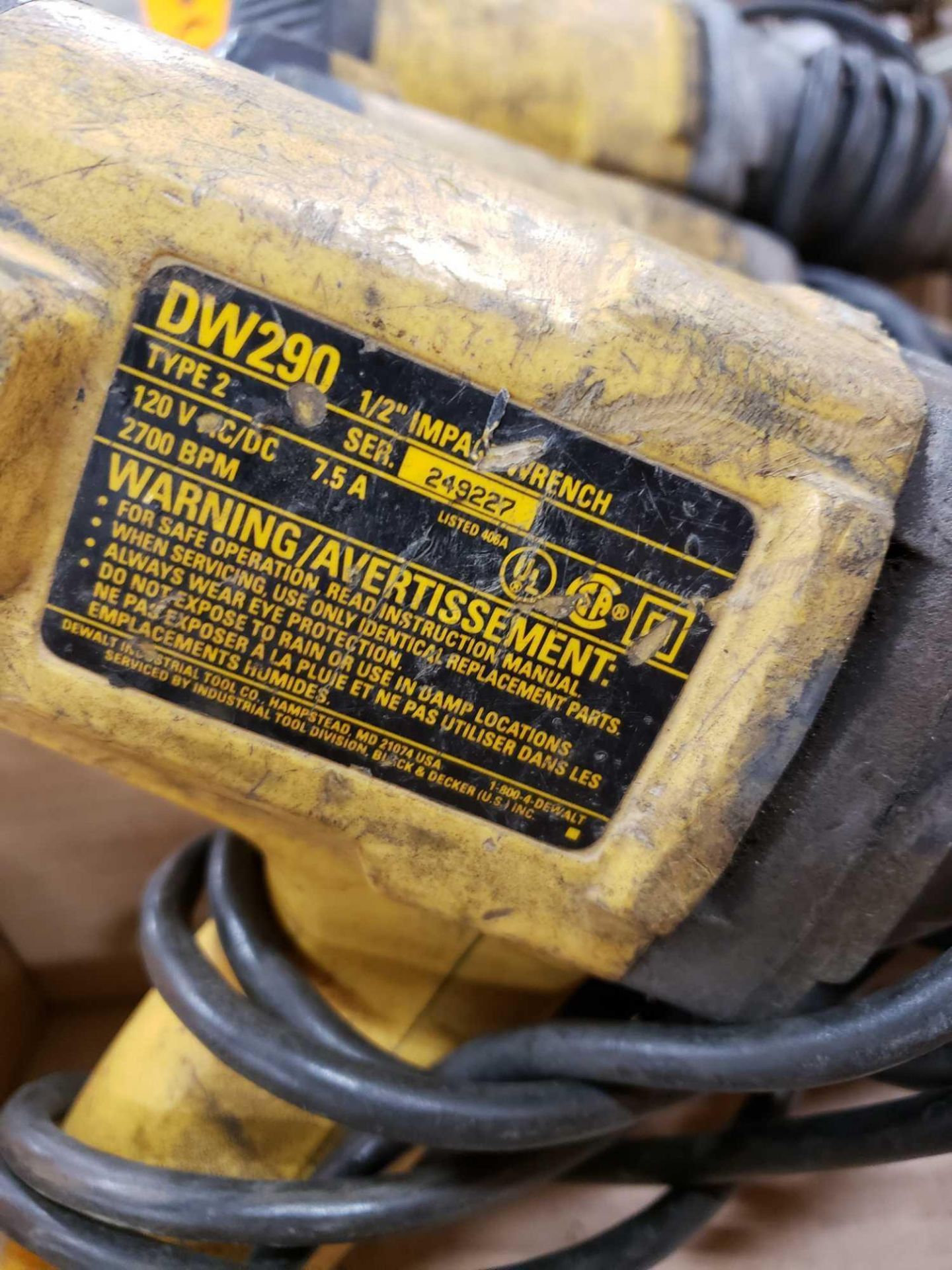 Dewalt 1/2" electric impact. Model DW290. - Image 2 of 2