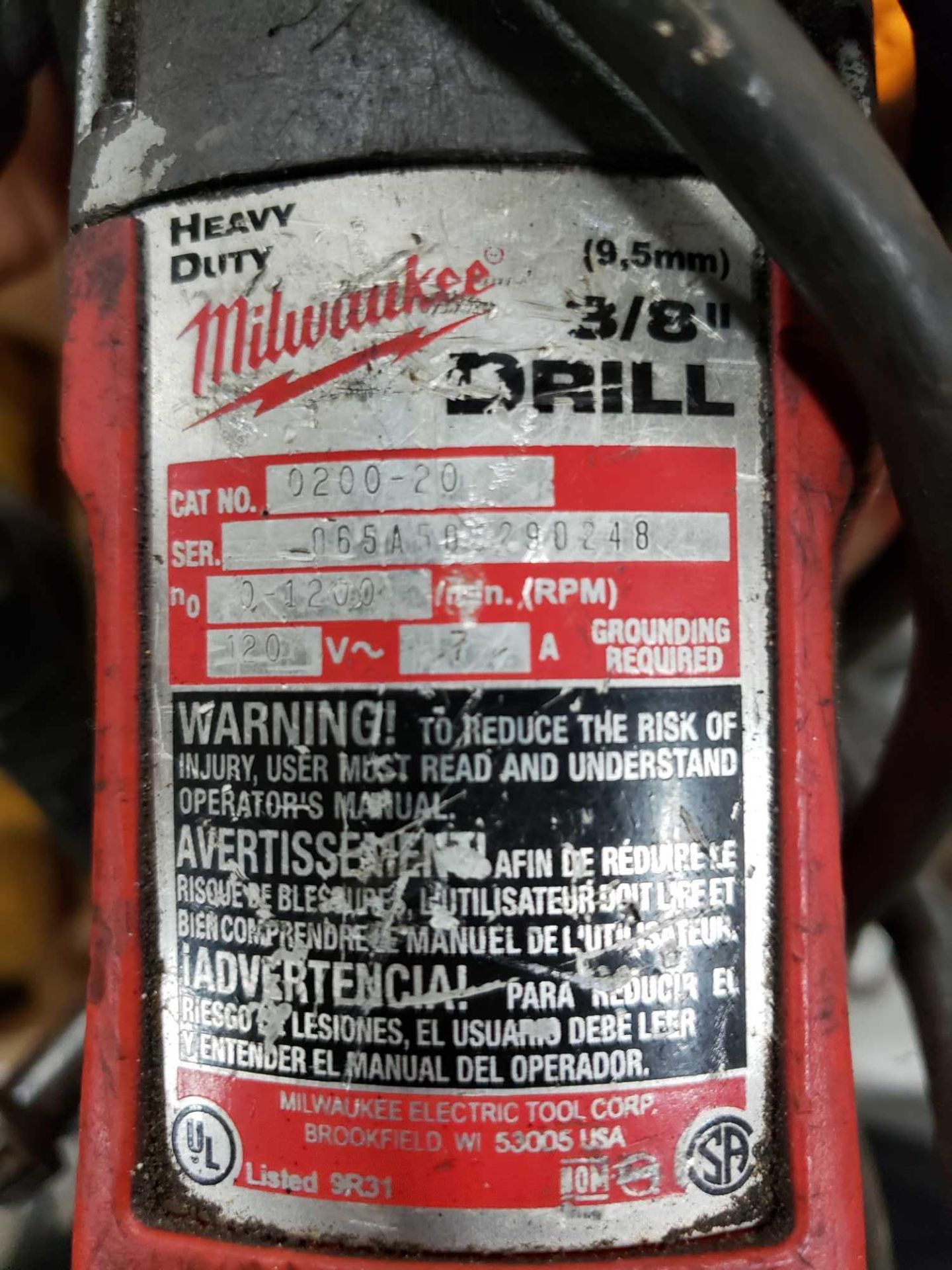Milwaukee 3/8" drill catalog number 0200-20. - Image 2 of 2