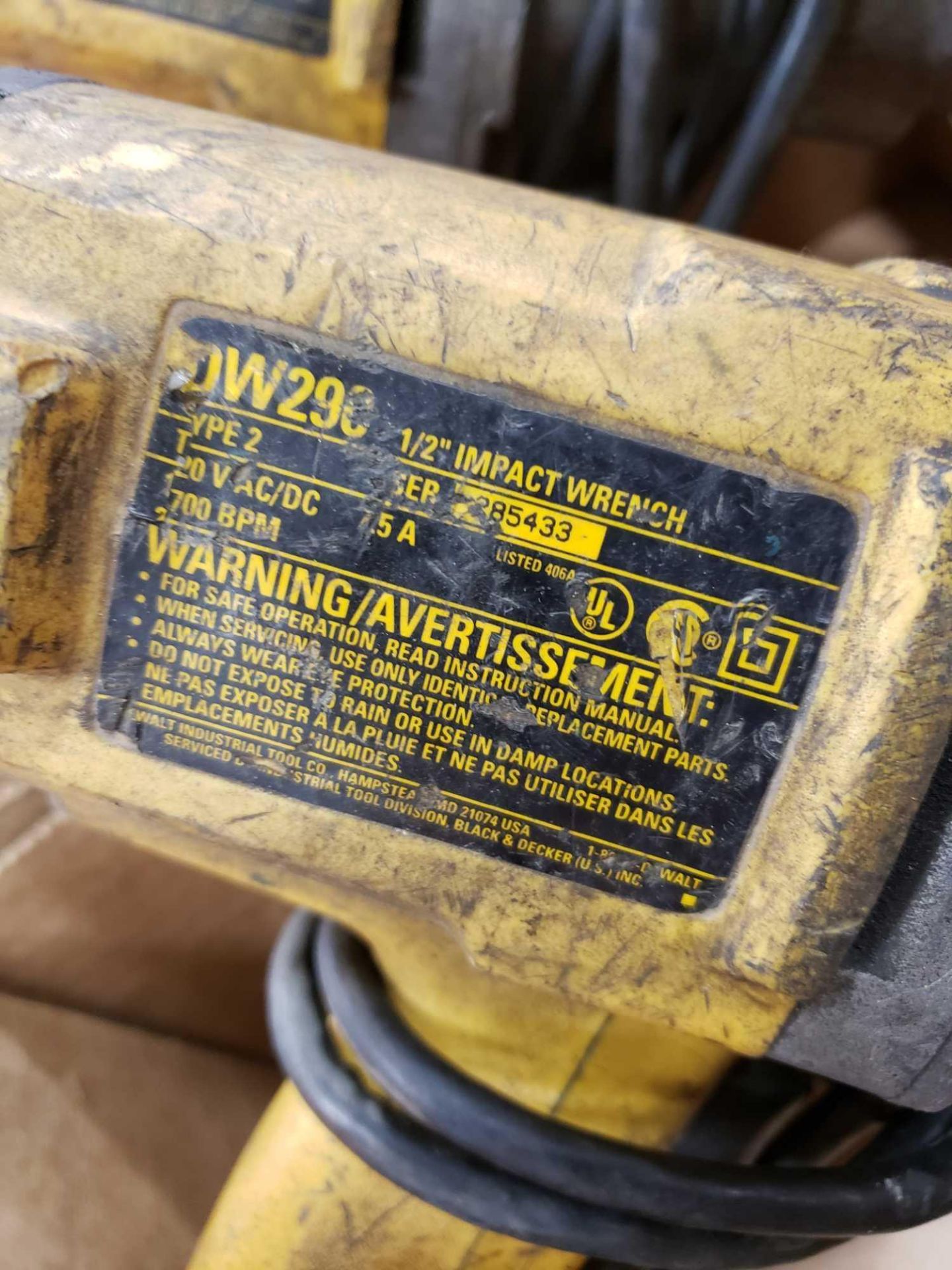 Dewalt 1/2" electric impact. Model DW290. - Image 2 of 2