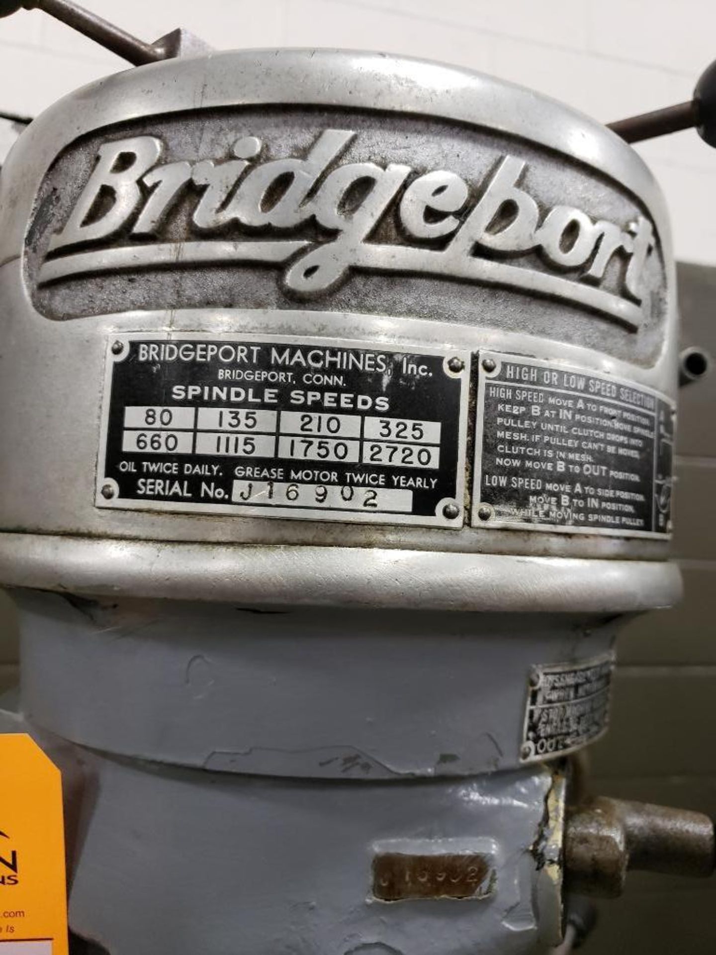 Bridgeport Series I mill. 1hp. 32" table. Serial number BR28076. Model year 1956. - Image 2 of 4