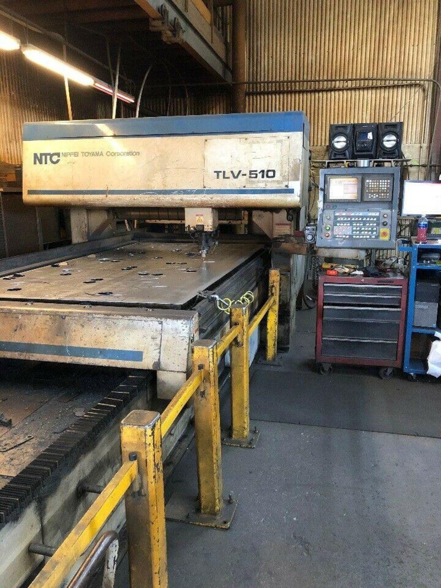 122"x61" NTC Nippei Toyama TLV-510 laser cutting table. Fanuc 16i-L controls.