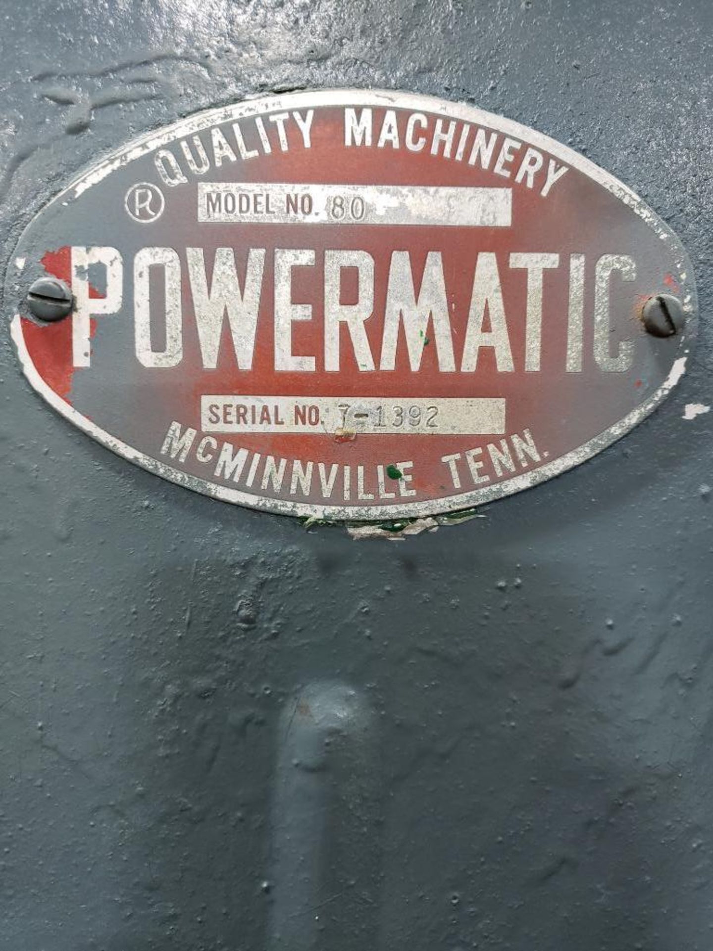 Powermatic vertical bandsaw. Model 80, serial number 7-1392. - Image 5 of 6